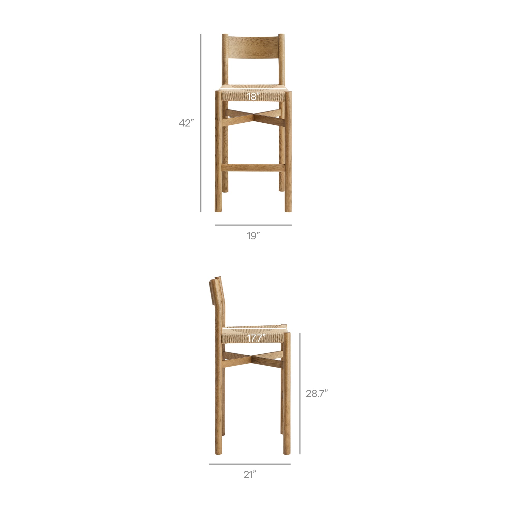Modway Alvia 5-Piece Rectangular Oak Wood Bar Table With Bar Stools Set EEI-7557