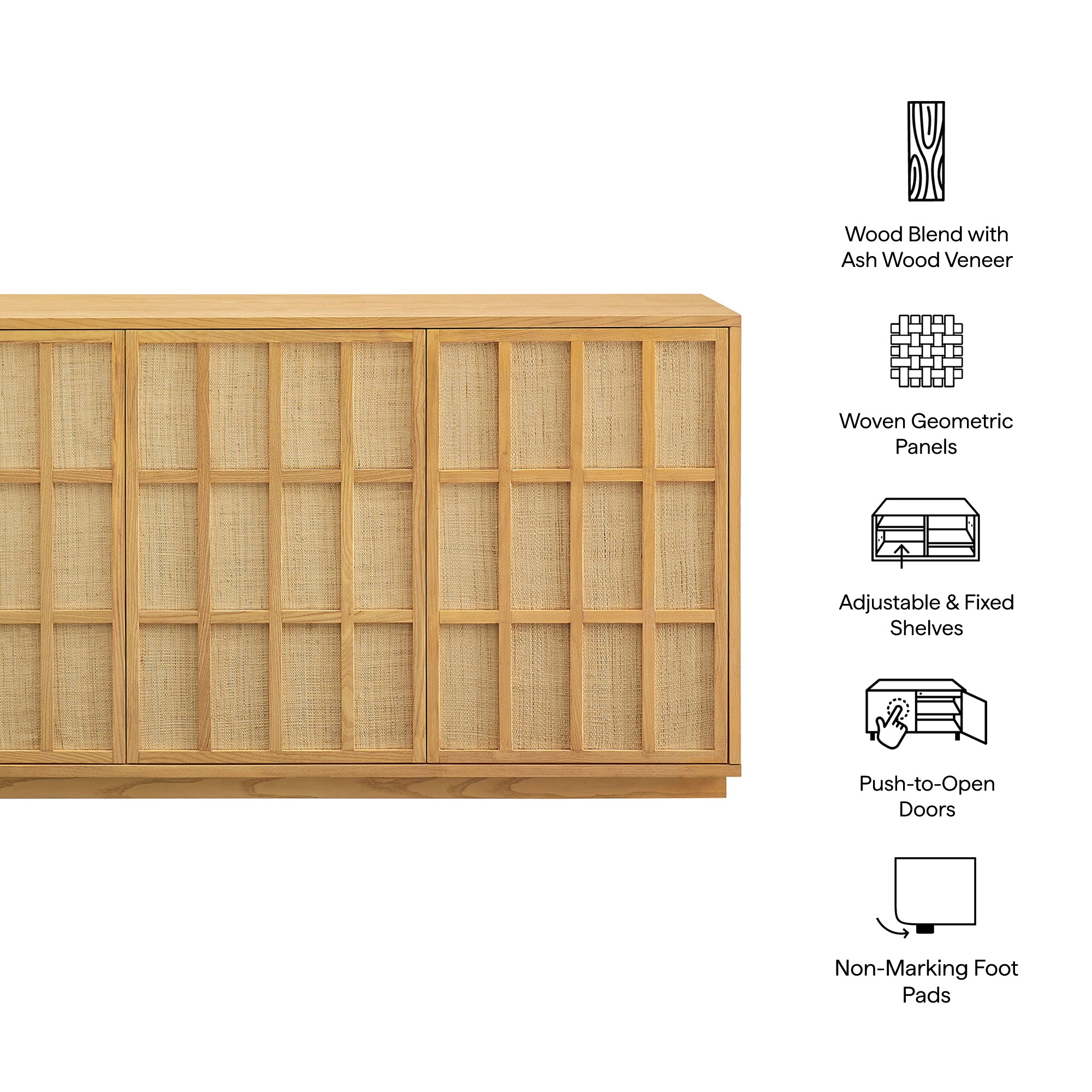 Modway EEI-7559 Aiko 76 Inch Japandi Sideboard