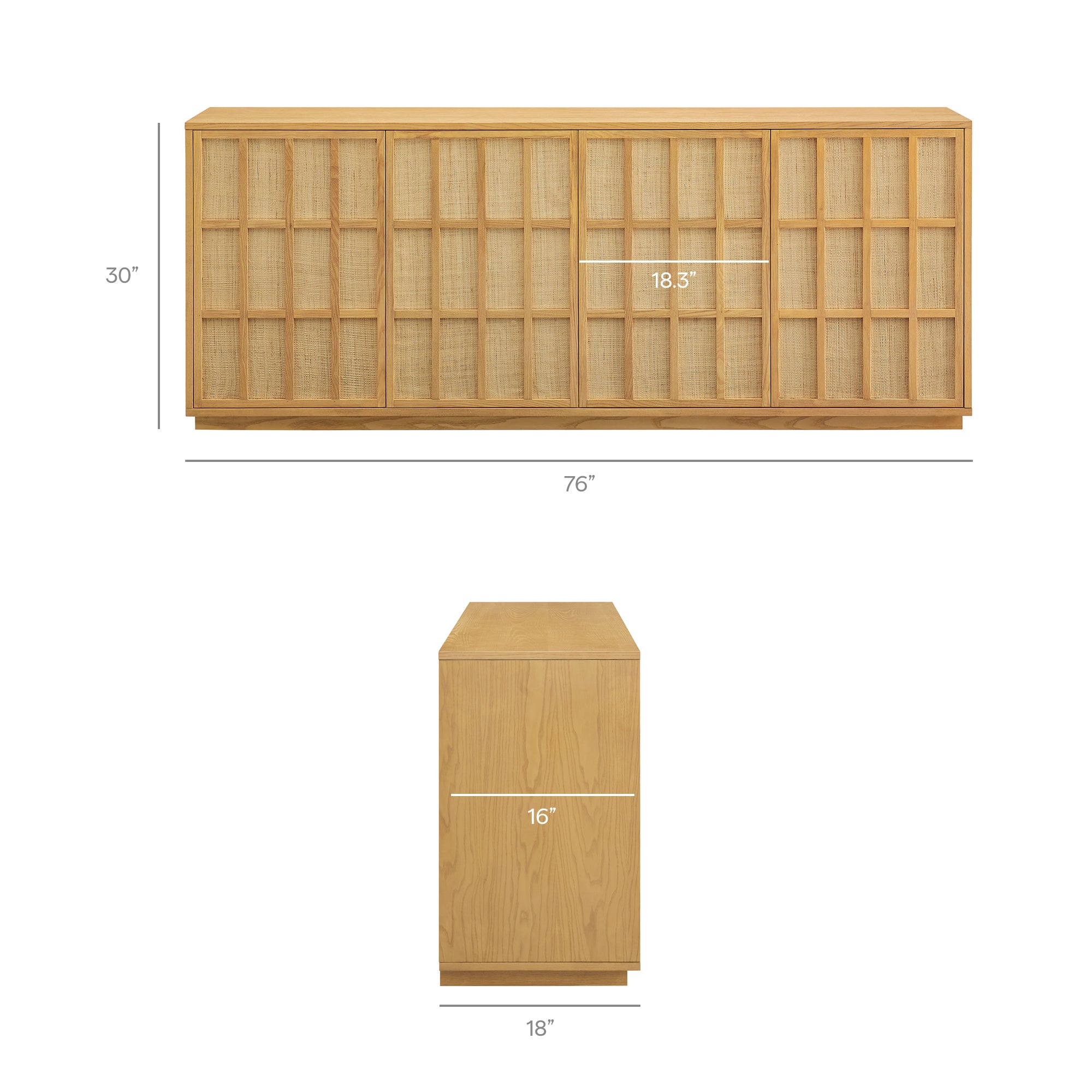 Modway EEI-7559 Aiko 76 Inch Japandi Sideboard