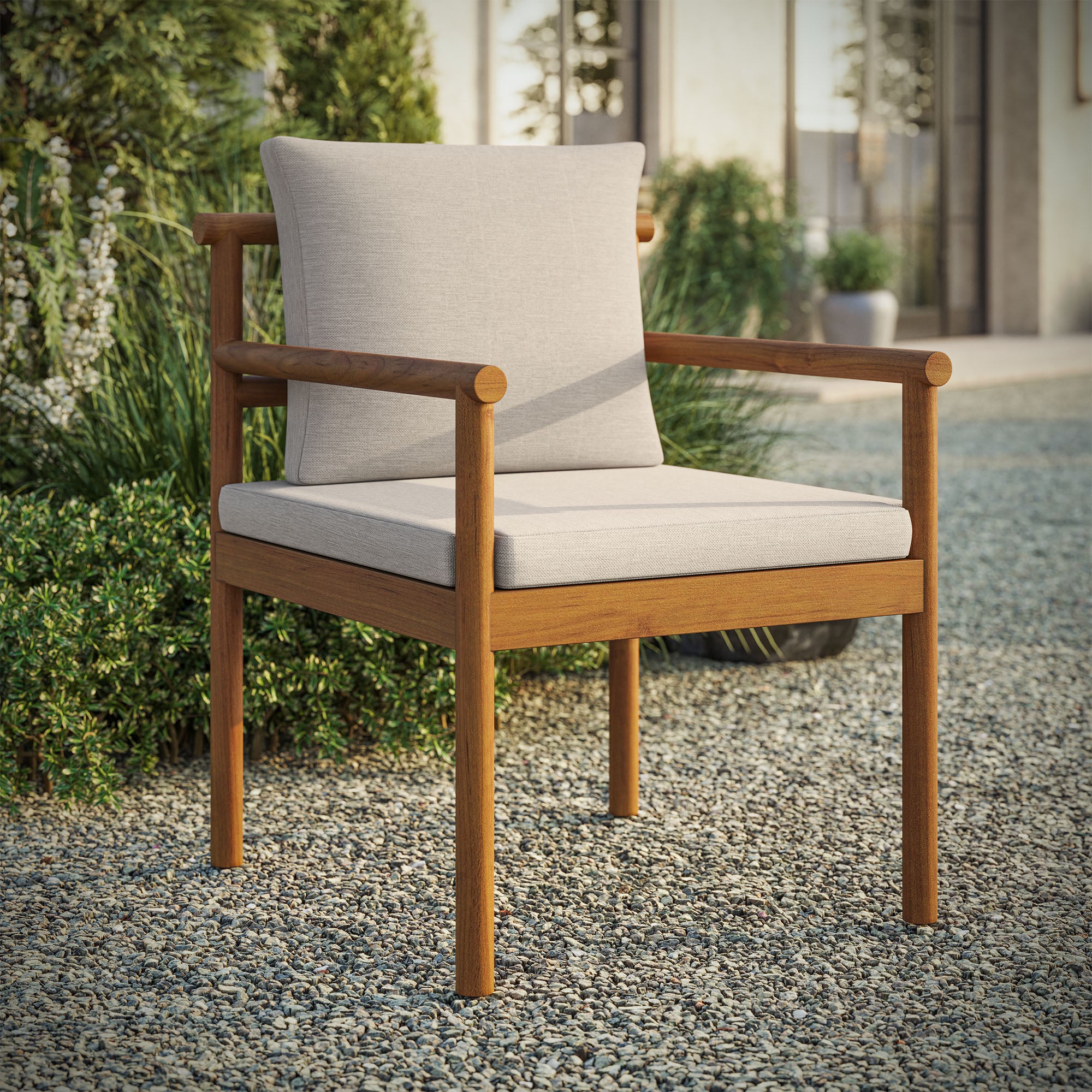 Modway Eleni Outdoor Patio Teak Wood Rope Dining Chair