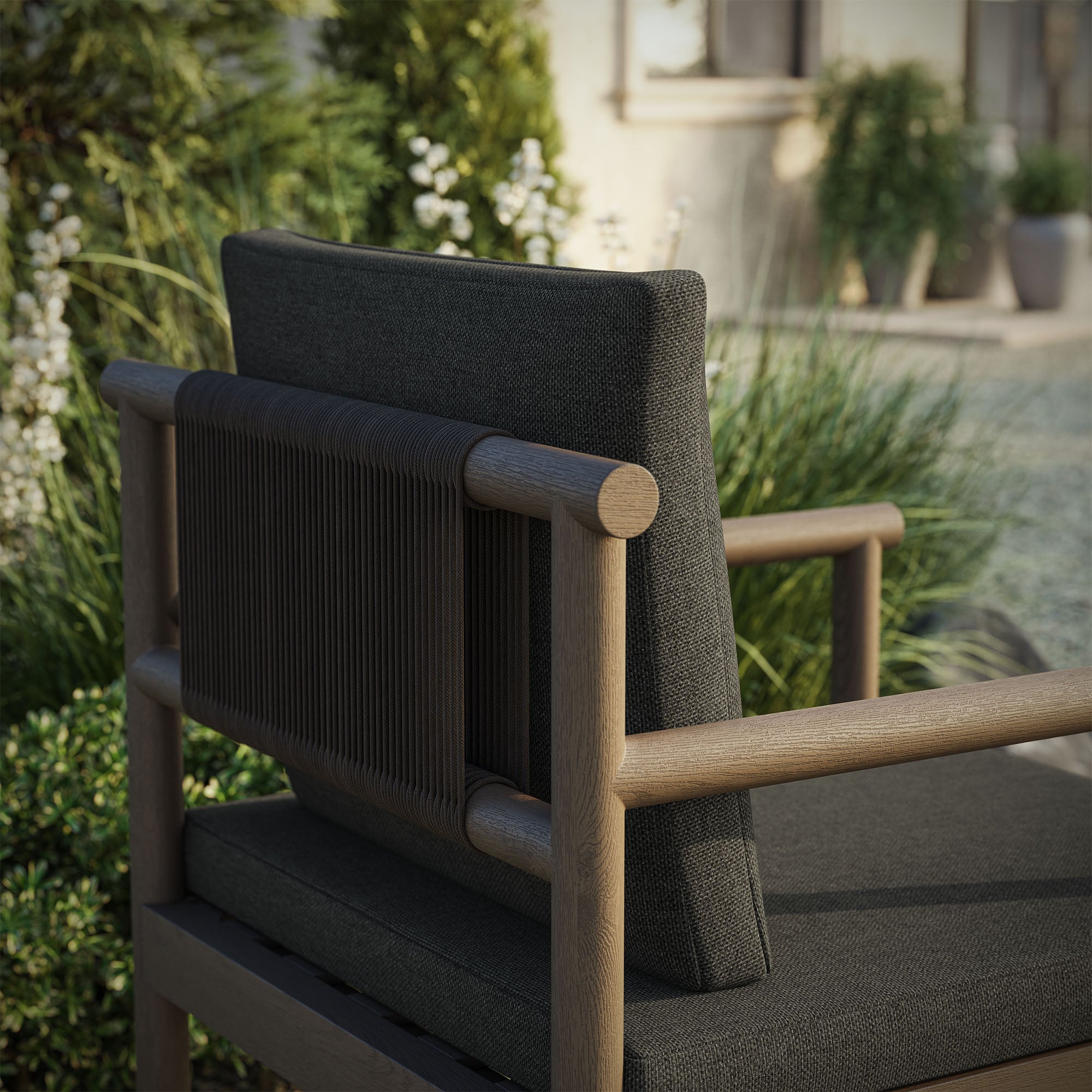 Modway Eleni Outdoor Patio Teak Wood Rope Dining Chair