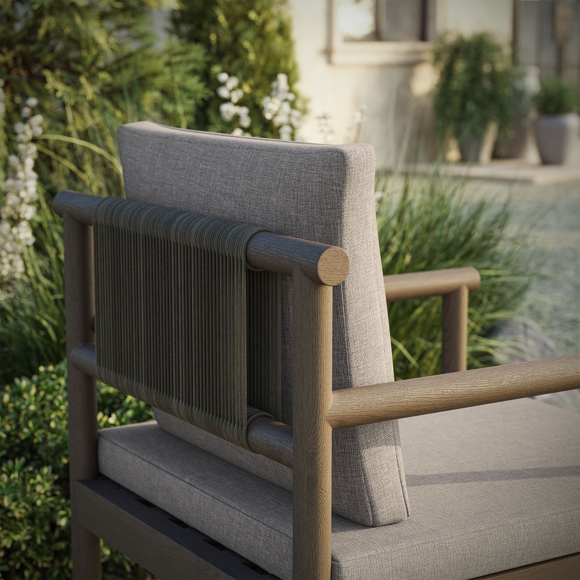Modway EEI-7561 Eleni Outdoor Patio Teak Wood Rope Dining Chair