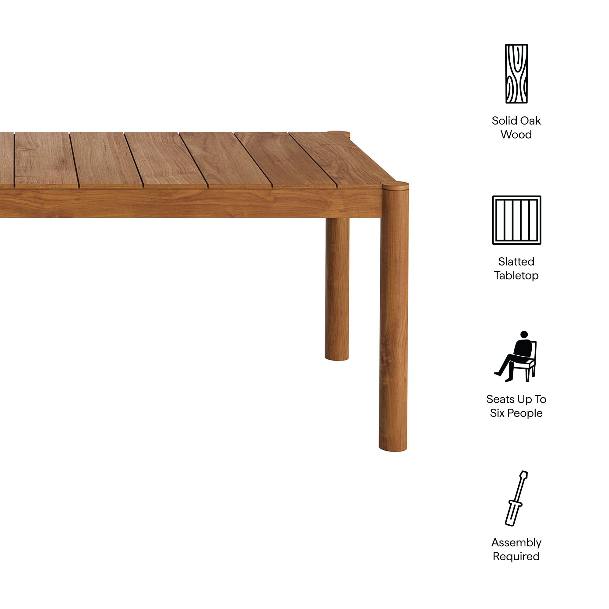Modway Eleni 89-Inch Outdoor Patio Teak Wood Dining Table