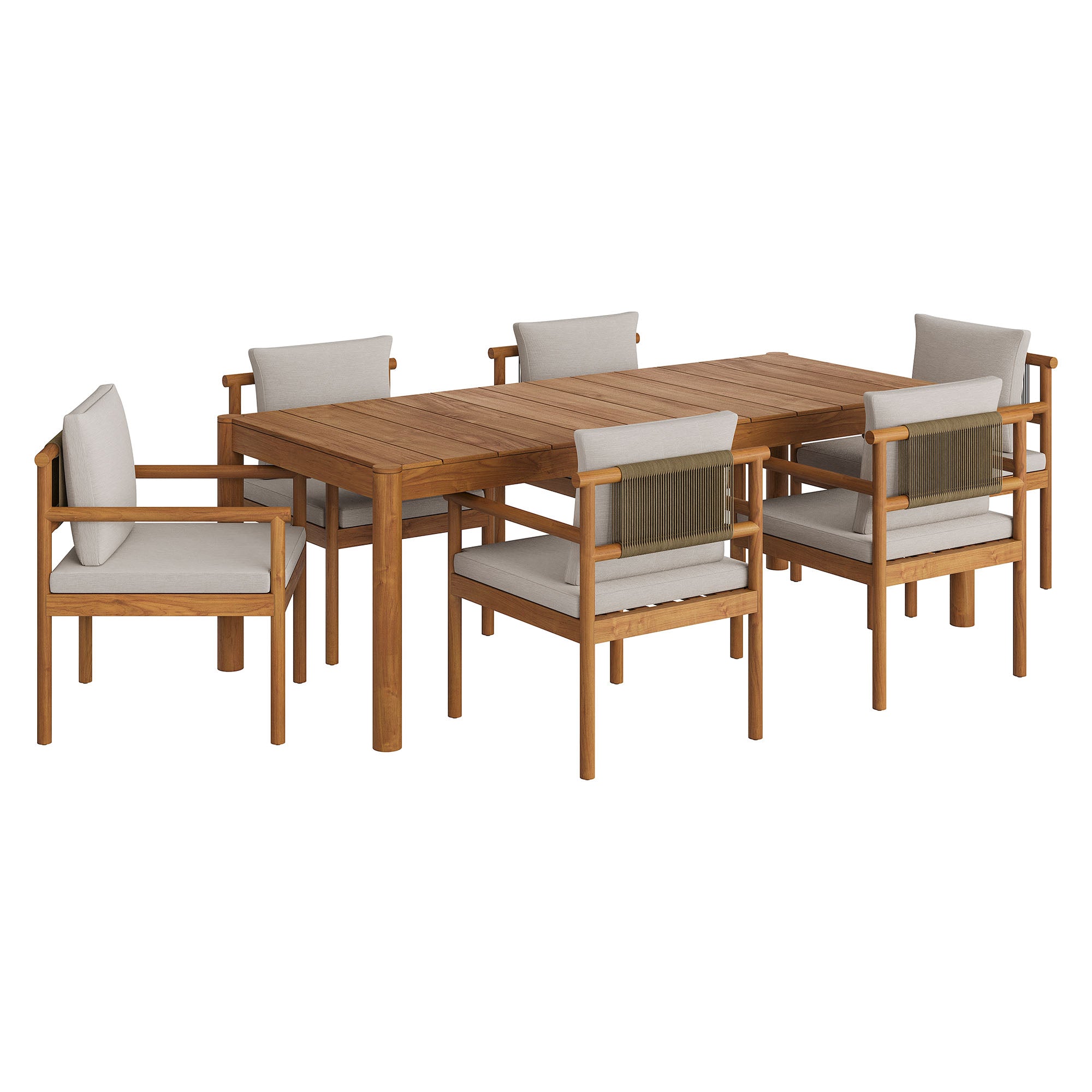 Modway Eleni 7 Piece Outdoor Patio Teak Wood Dining Set
