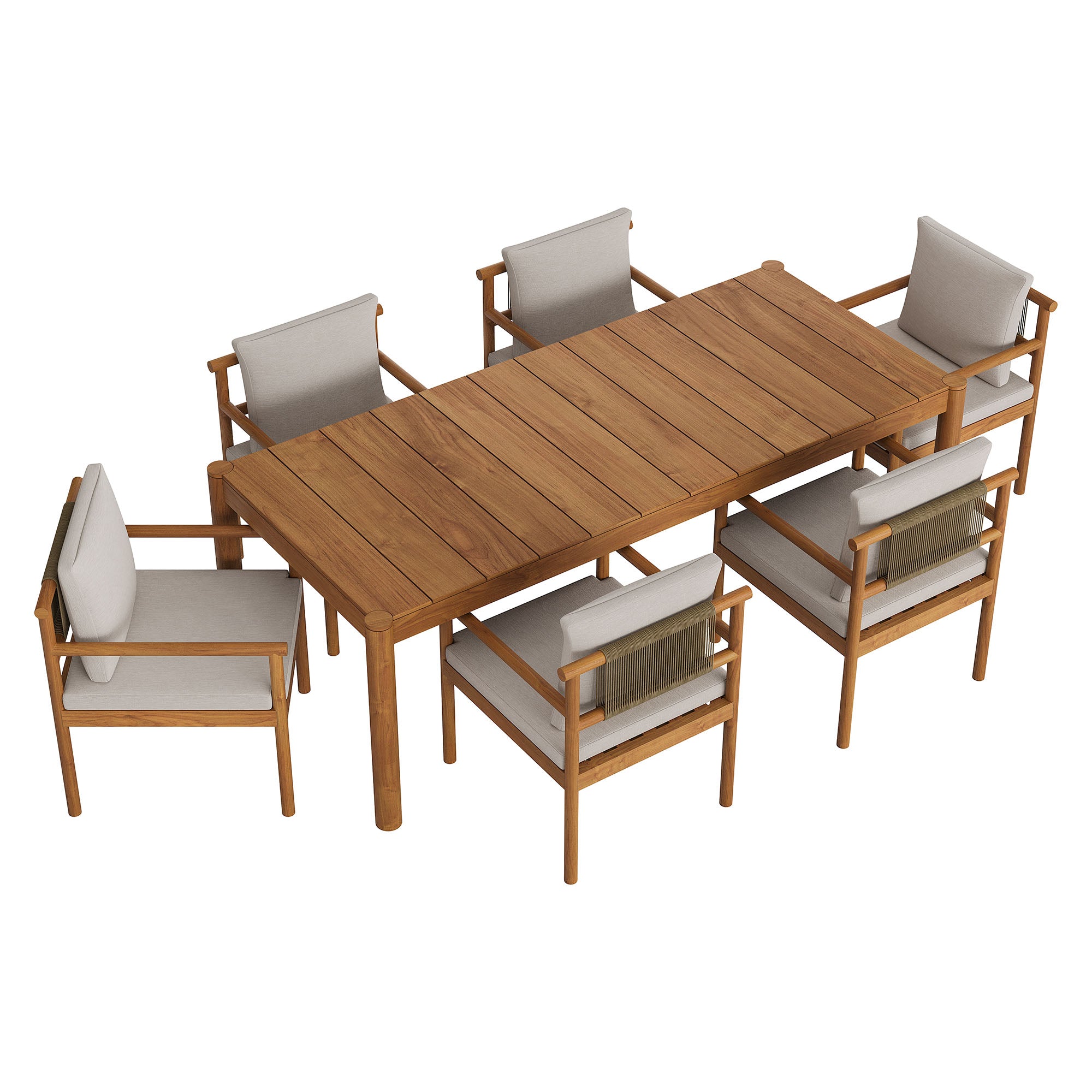 Modway Eleni 7 Piece Outdoor Patio Teak Wood Dining Set