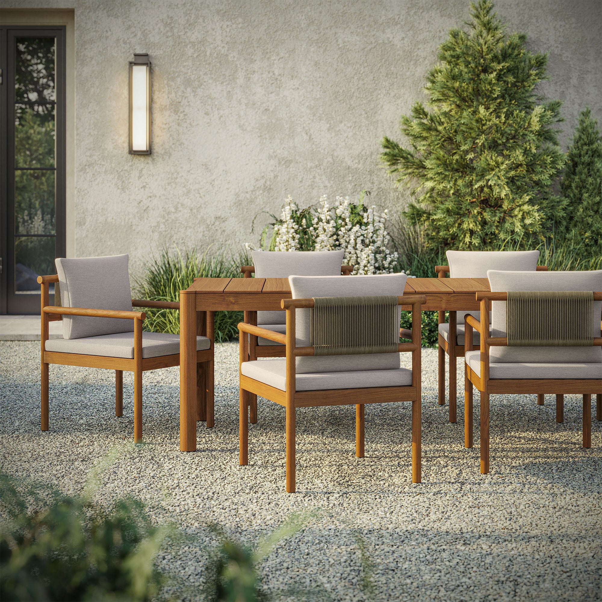 Modway Eleni 7 Piece Outdoor Patio Teak Wood Dining Set