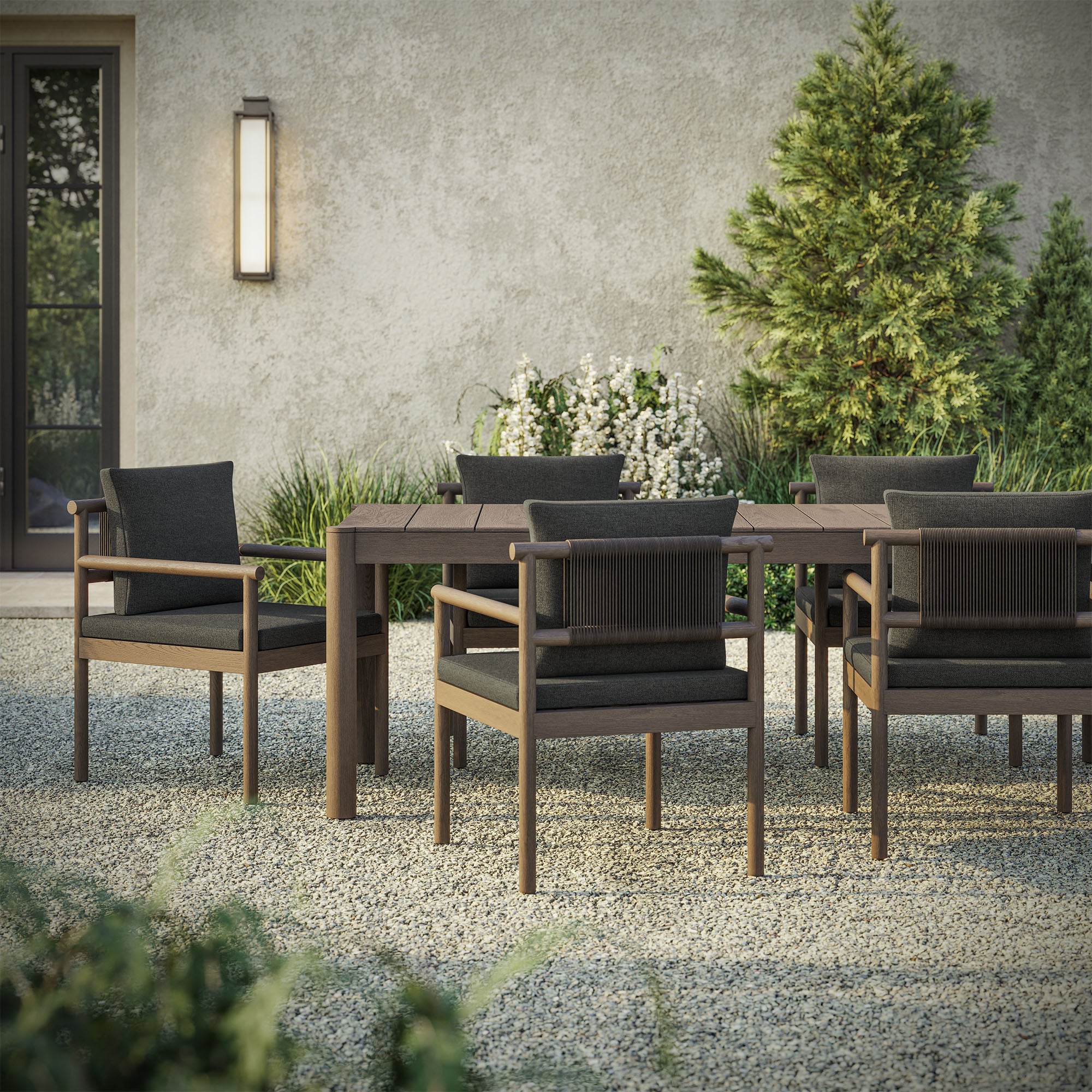 Modway Eleni 7 Piece Outdoor Patio Teak Wood Dining Set