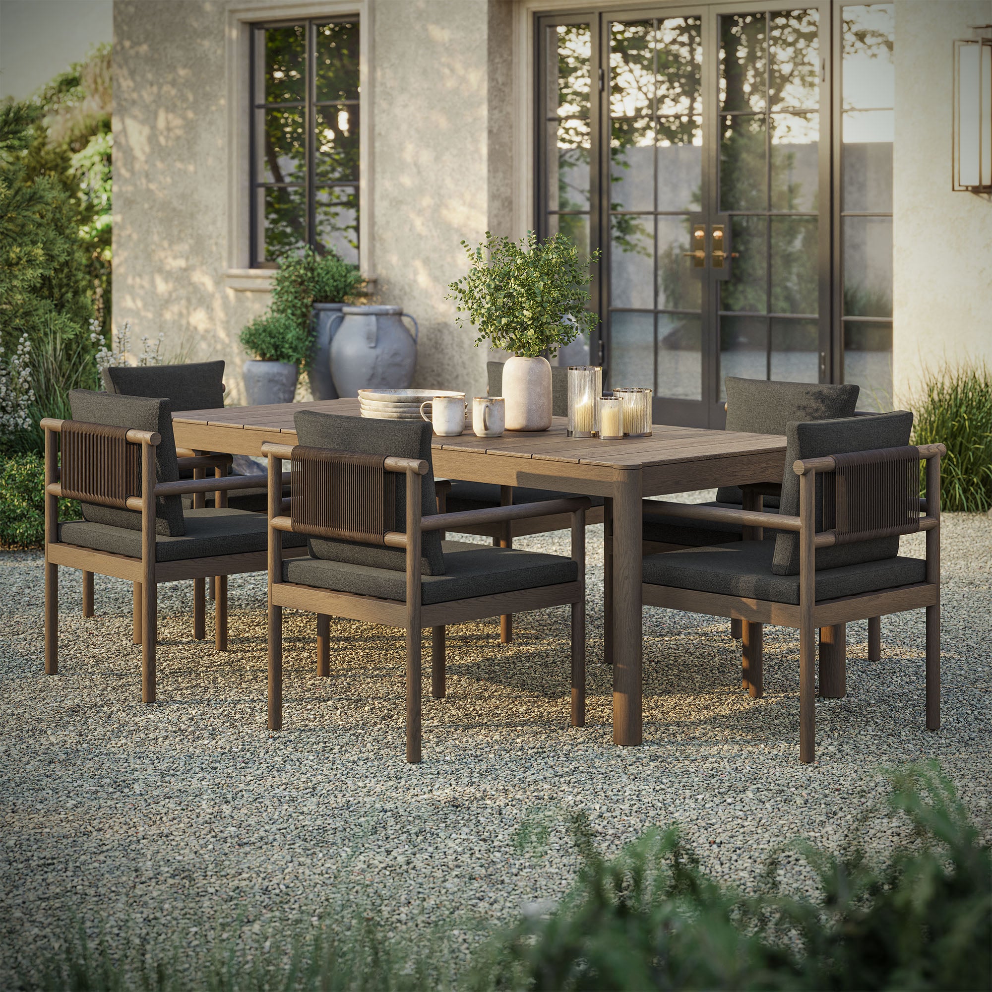 Modway Eleni 7 Piece Outdoor Patio Teak Wood Dining Set
