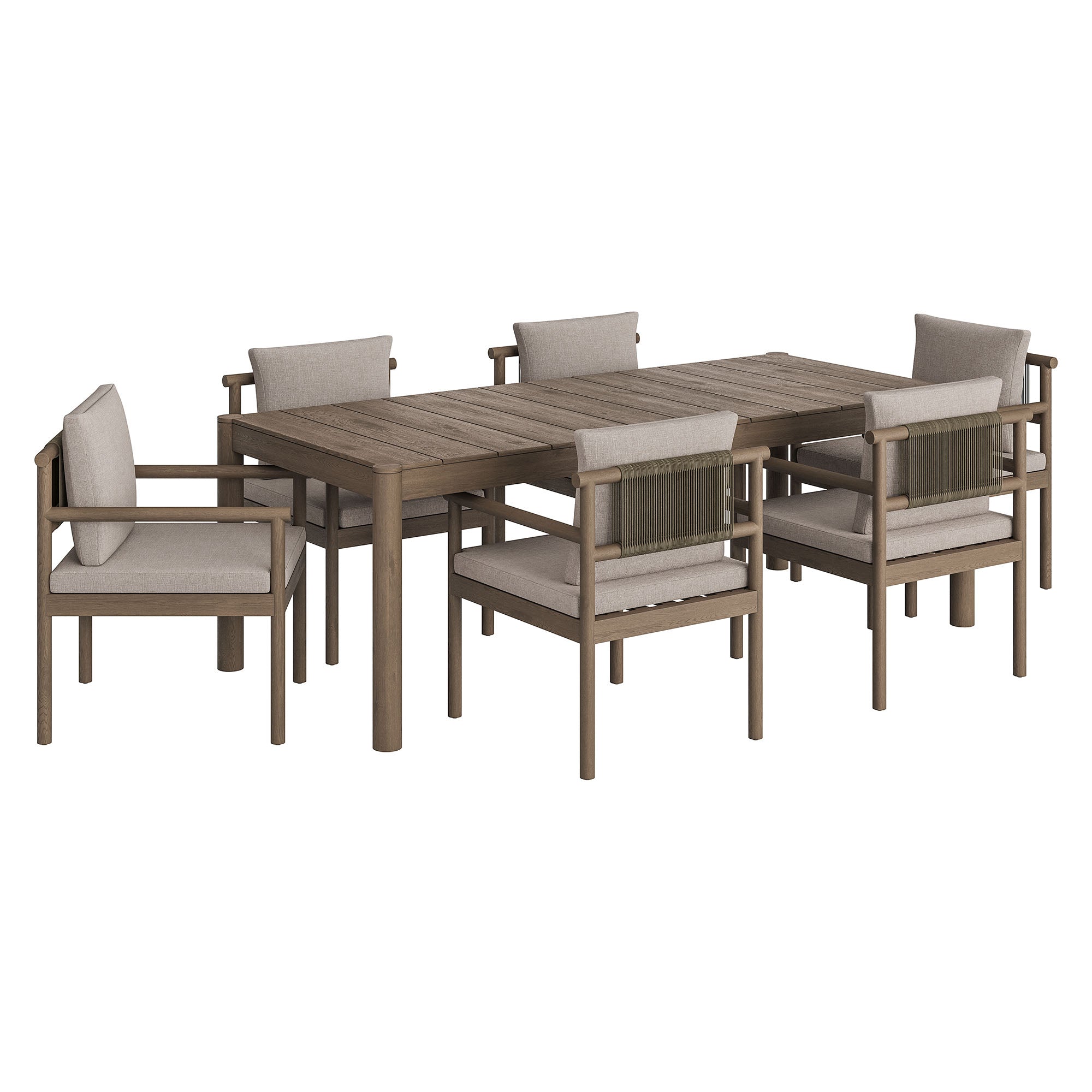 Modway Eleni 7 Piece Outdoor Patio Teak Wood Dining Set