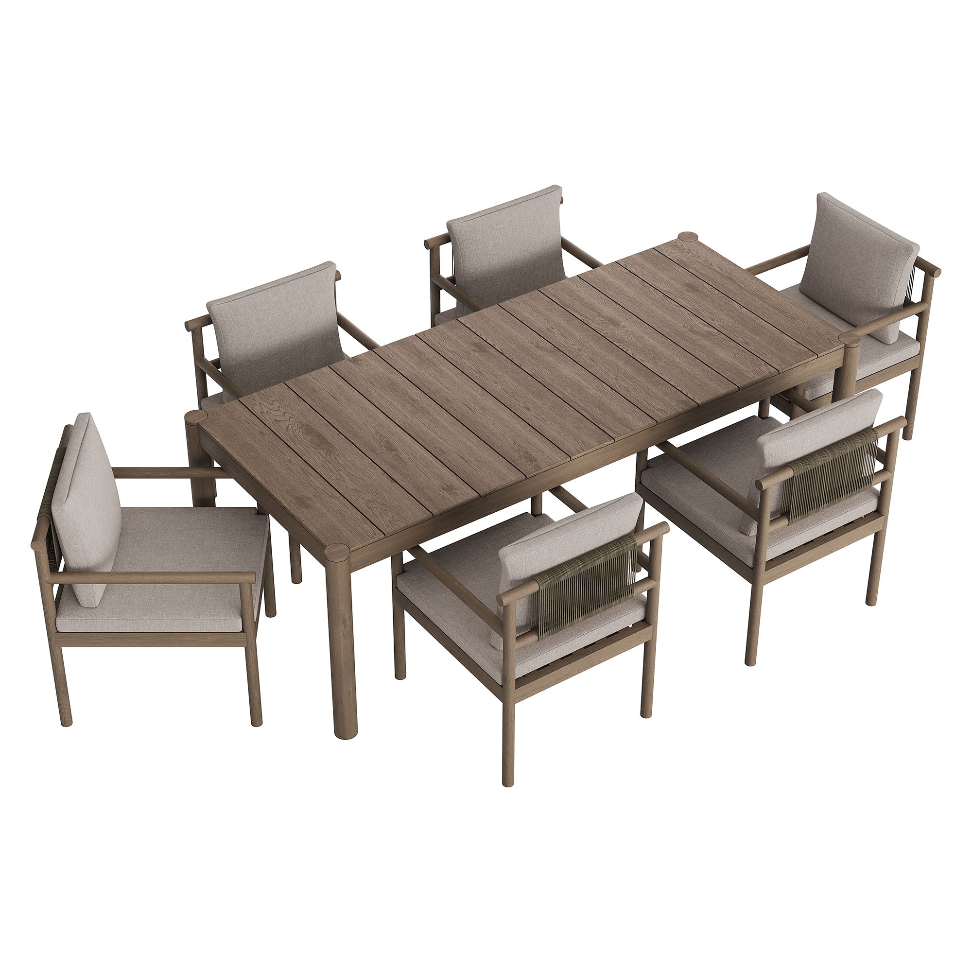 Modway Eleni 7 Piece Outdoor Patio Teak Wood Dining Set