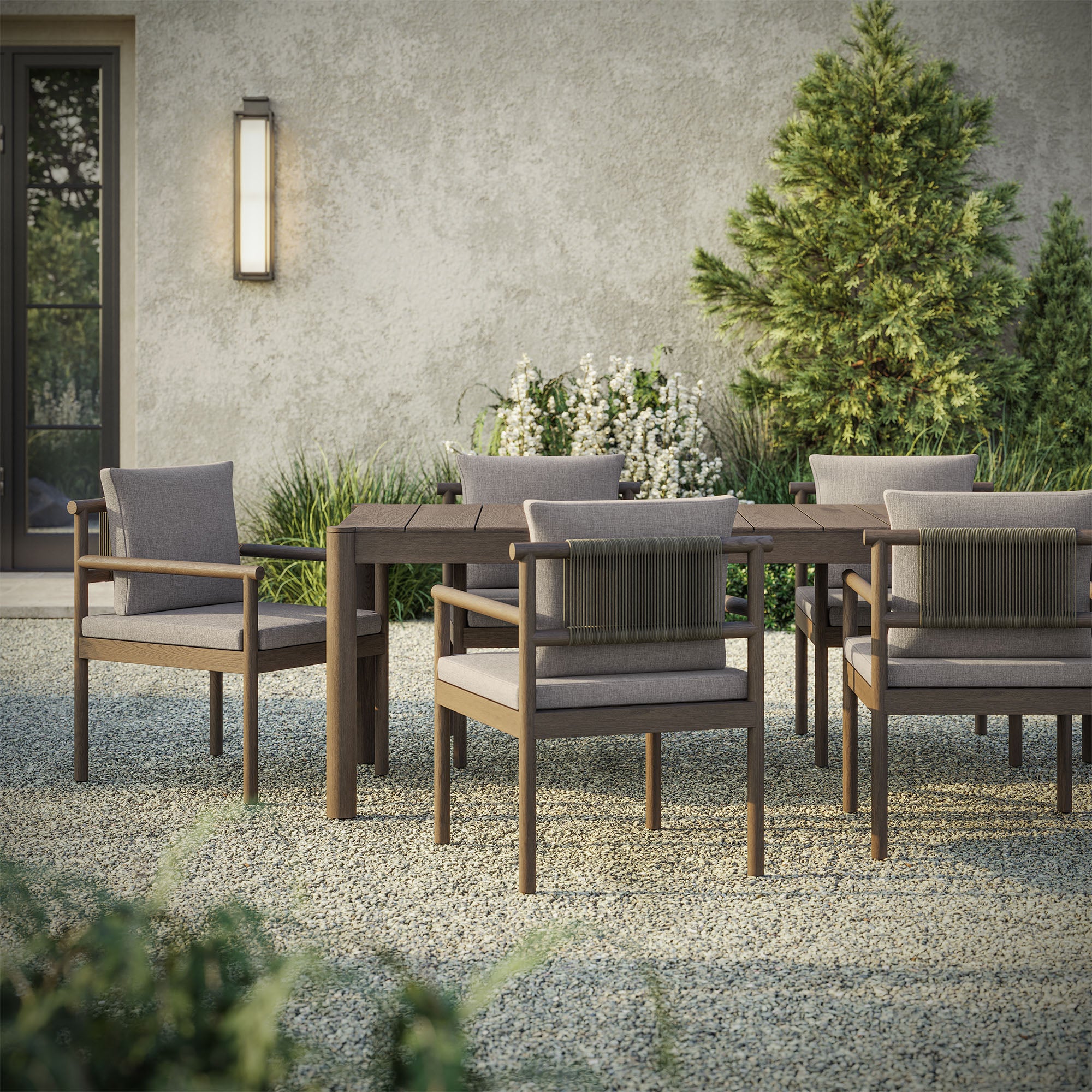 Modway Eleni 7 Piece Outdoor Patio Teak Wood Dining Set
