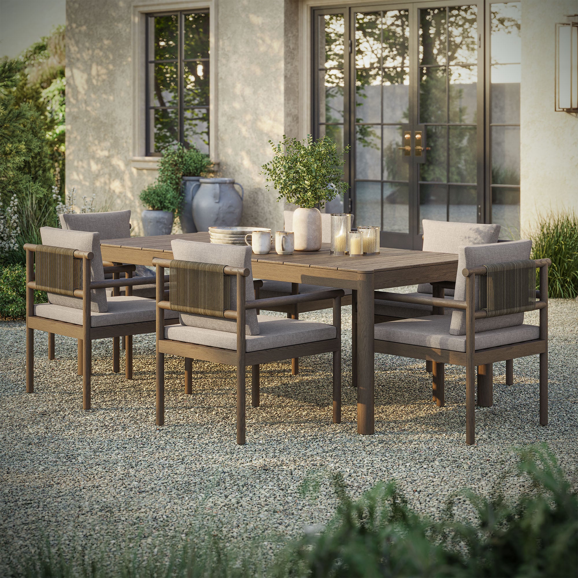 Modway Eleni 7 Piece Outdoor Patio Teak Wood Dining Set