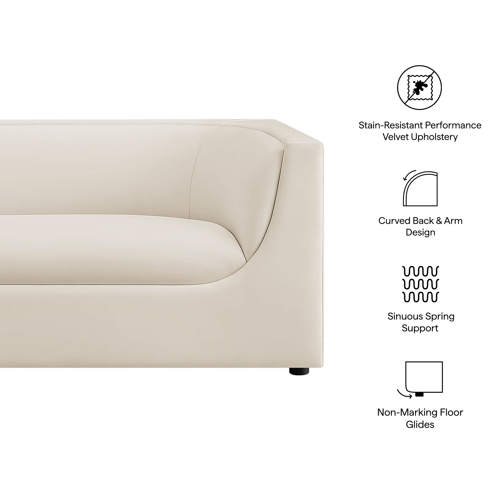 Modway EEI-7564 Hilda 86" Curved Back Performance Velvet Sofa