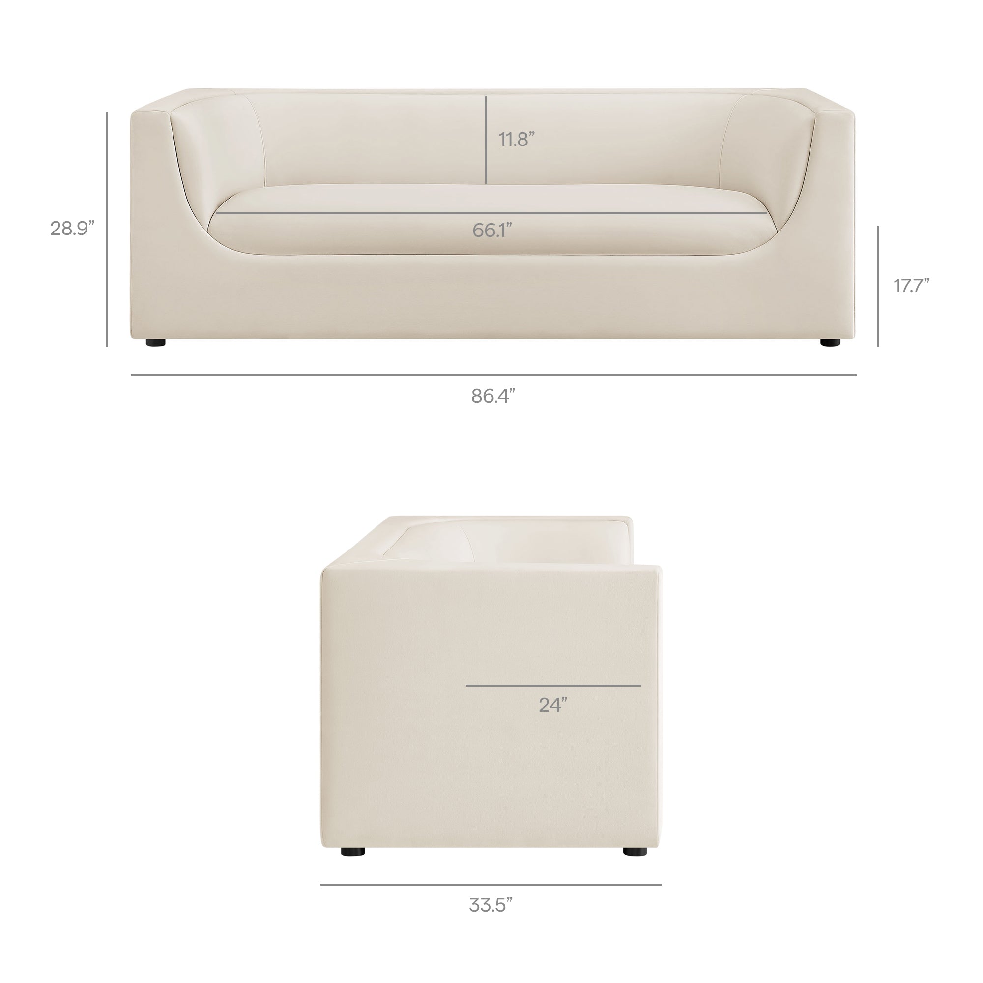 Modway EEI-7564 Hilda 86" Curved Back Performance Velvet Sofa