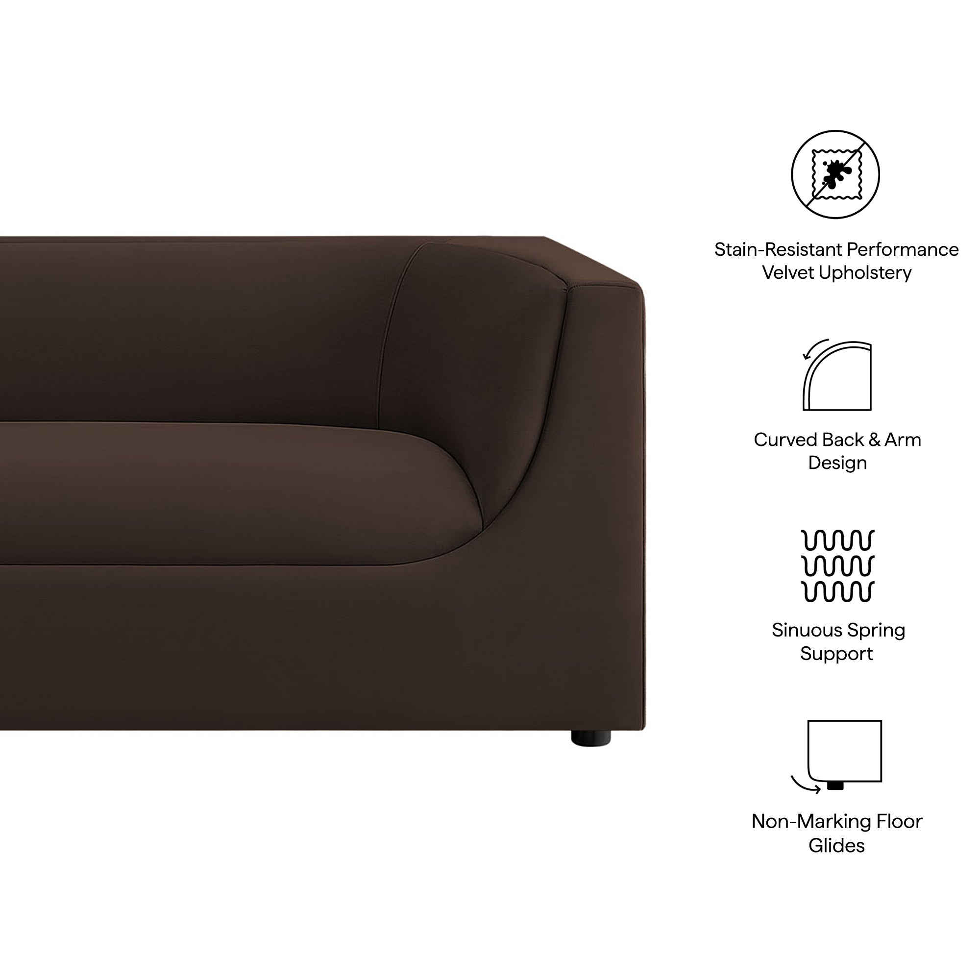 Modway EEI-7564 Hilda 86" Curved Back Performance Velvet Sofa