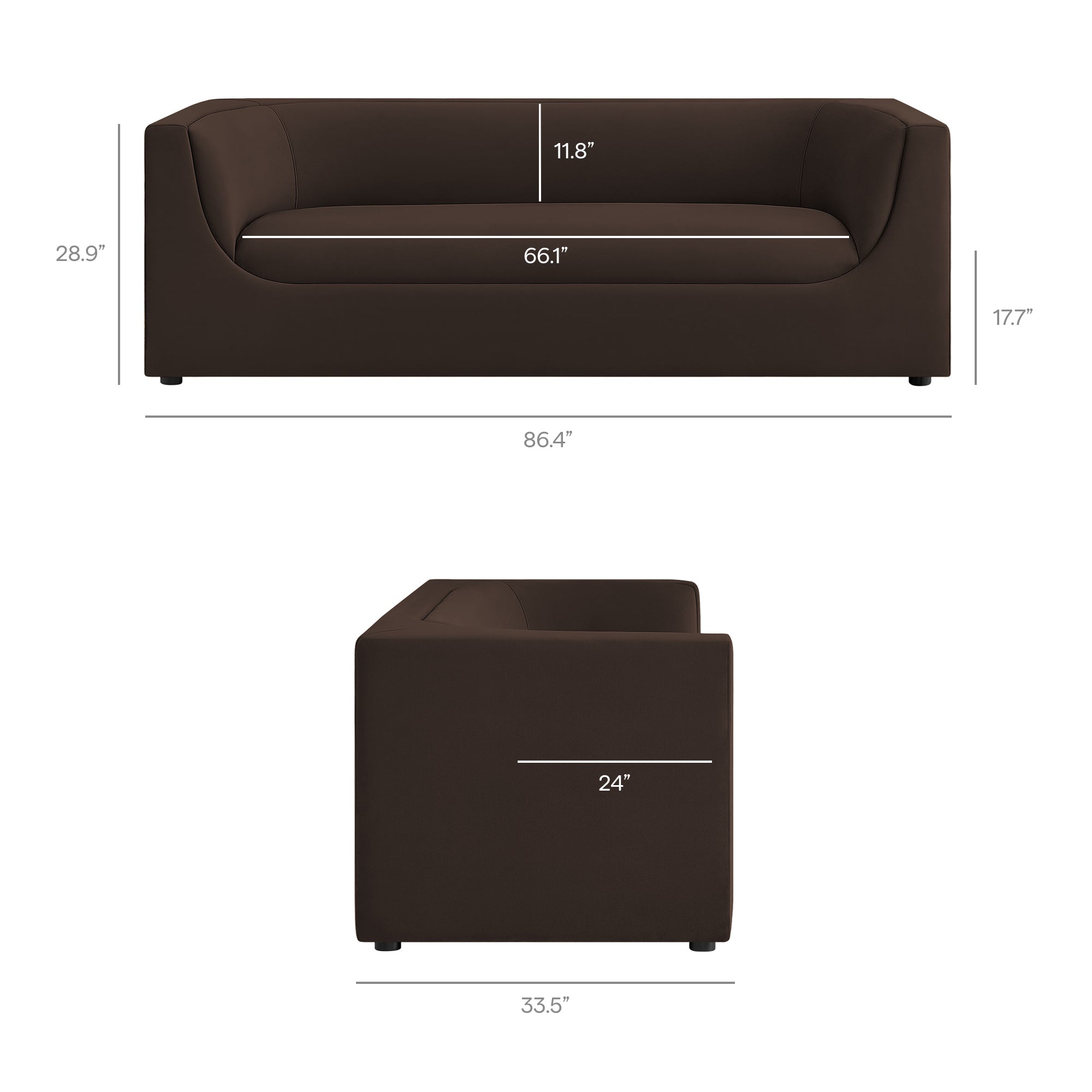 Modway EEI-7564 Hilda 86" Curved Back Performance Velvet Sofa