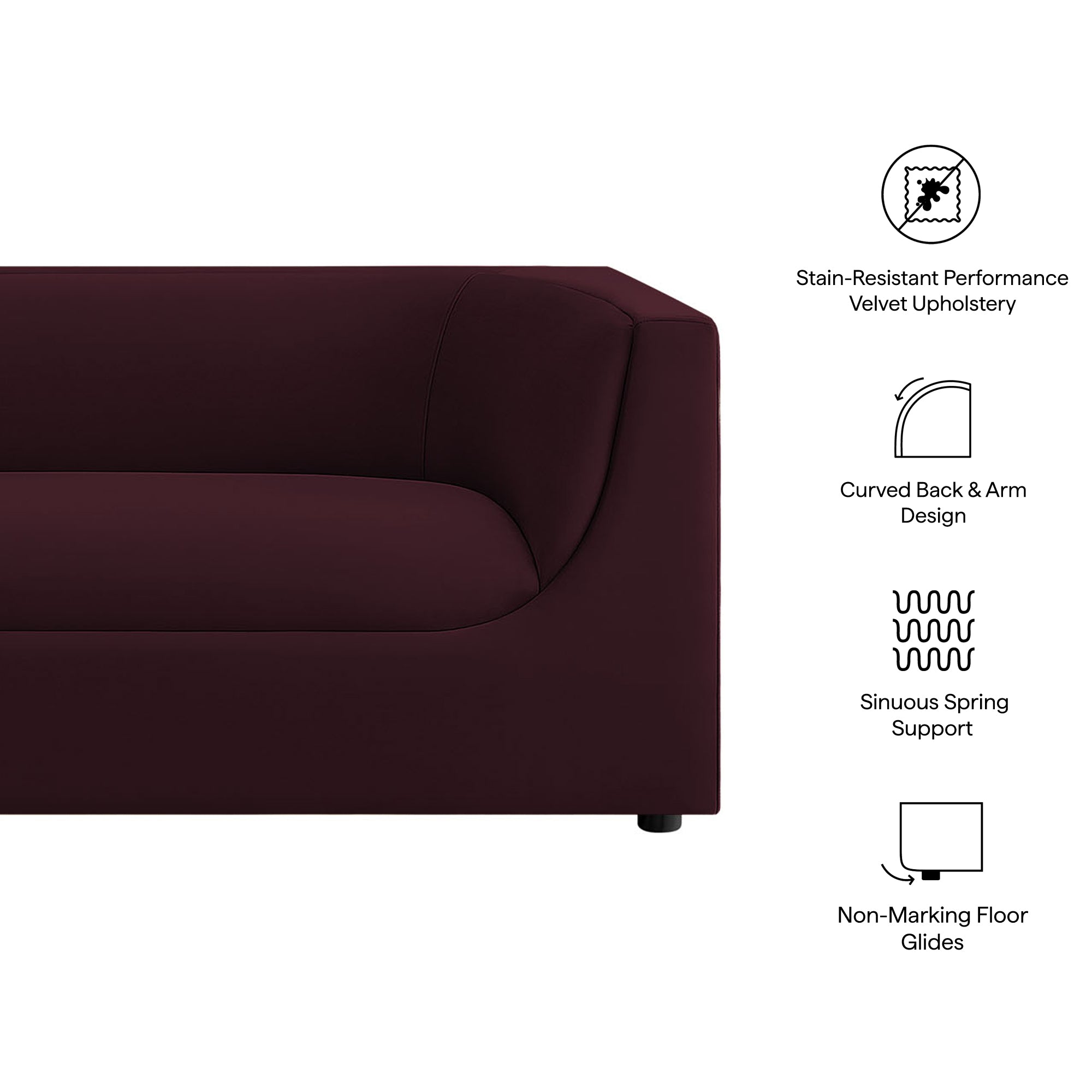 Modway EEI-7564 Hilda 86" Curved Back Performance Velvet Sofa
