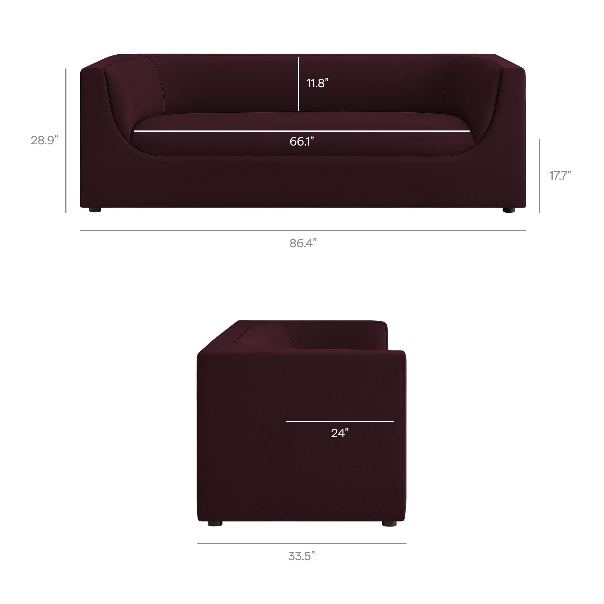 Modway EEI-7564 Hilda 86" Curved Back Performance Velvet Sofa