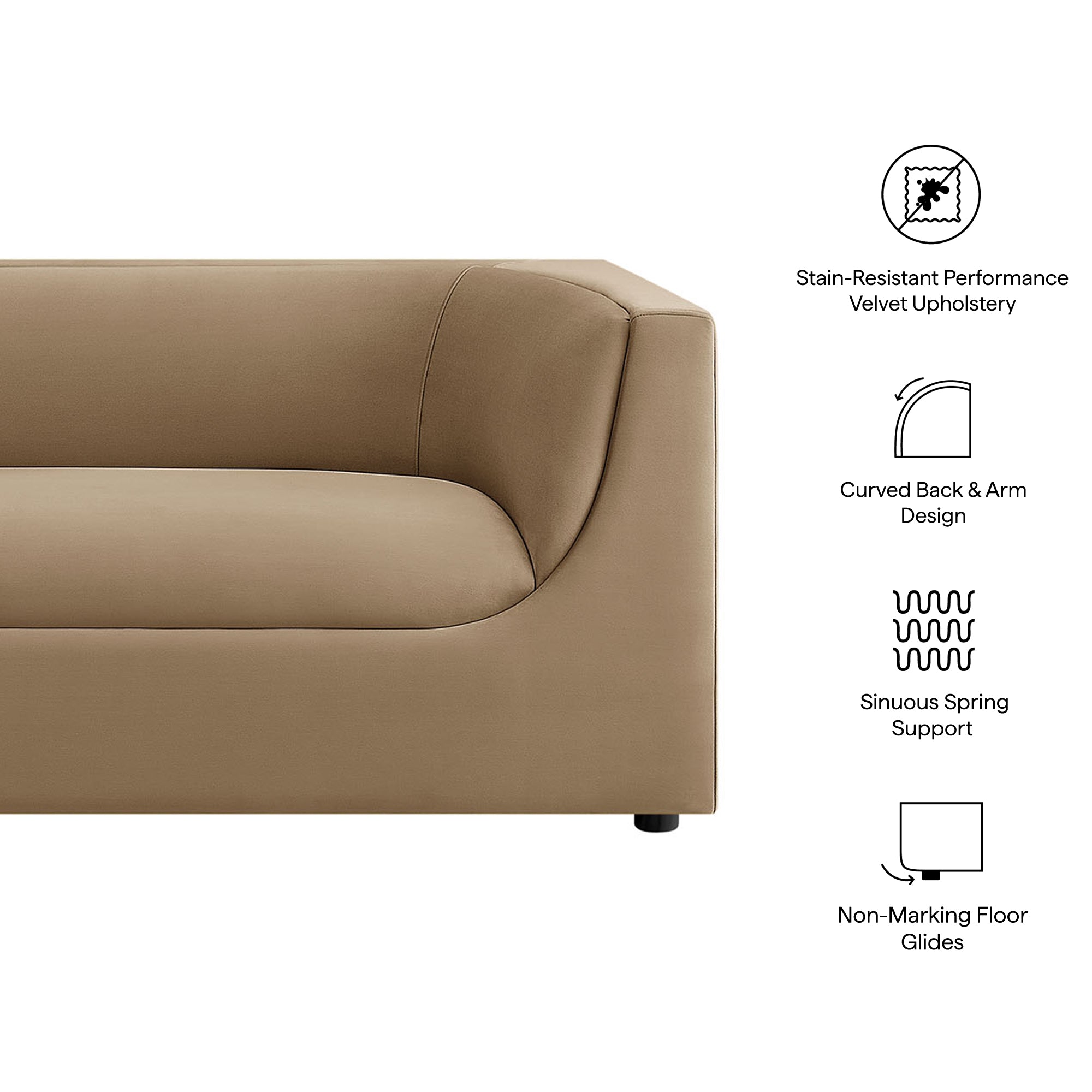 Modway EEI-7564 Hilda 86" Curved Back Performance Velvet Sofa