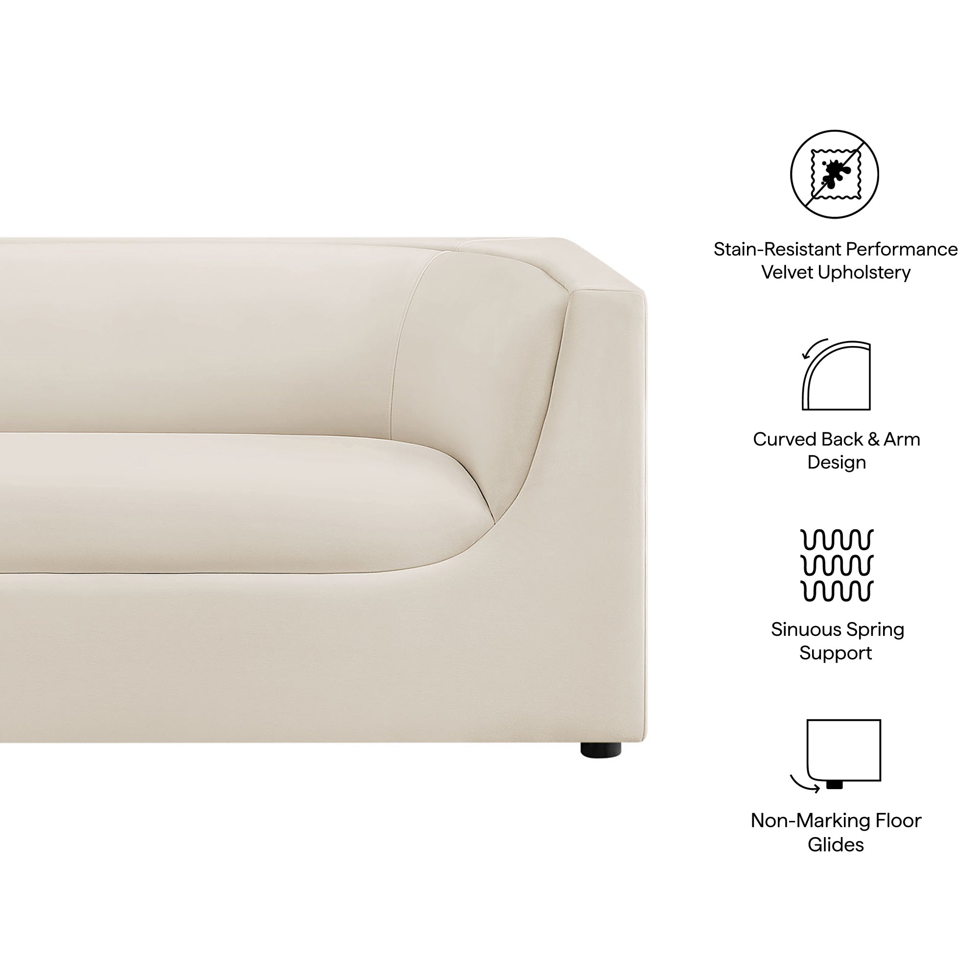 Modway EEI-7565 Hilda 67" Curved Back Performance Velvet Loveseat