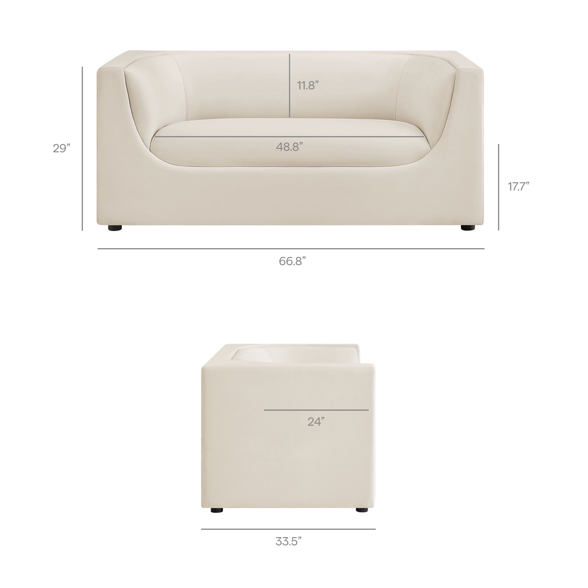 Modway EEI-7565 Hilda 67" Curved Back Performance Velvet Loveseat