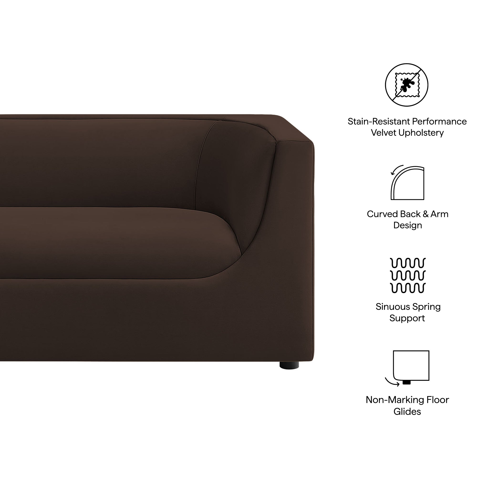 Modway EEI-7565 Hilda 67" Curved Back Performance Velvet Loveseat