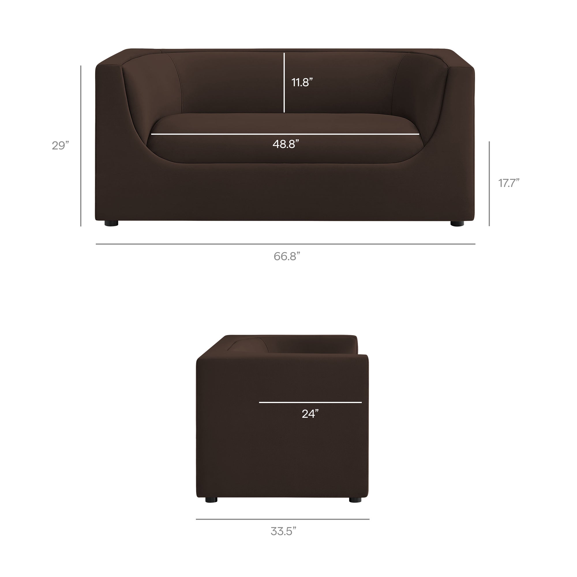 Modway EEI-7565 Hilda 67" Curved Back Performance Velvet Loveseat