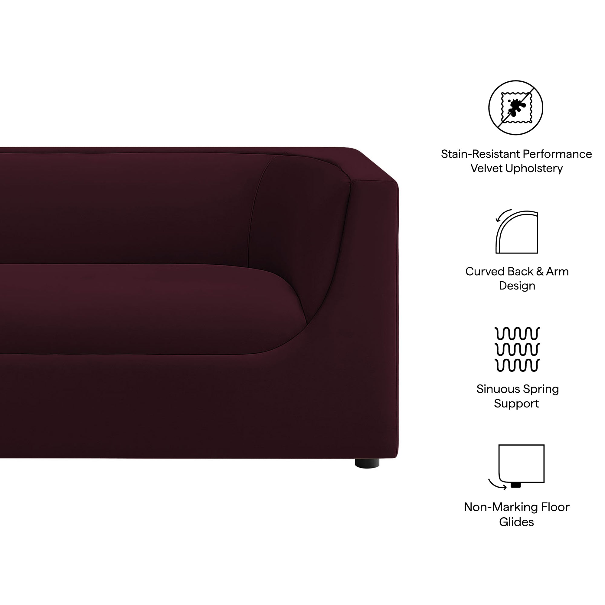 Modway EEI-7565 Hilda 67" Curved Back Performance Velvet Loveseat