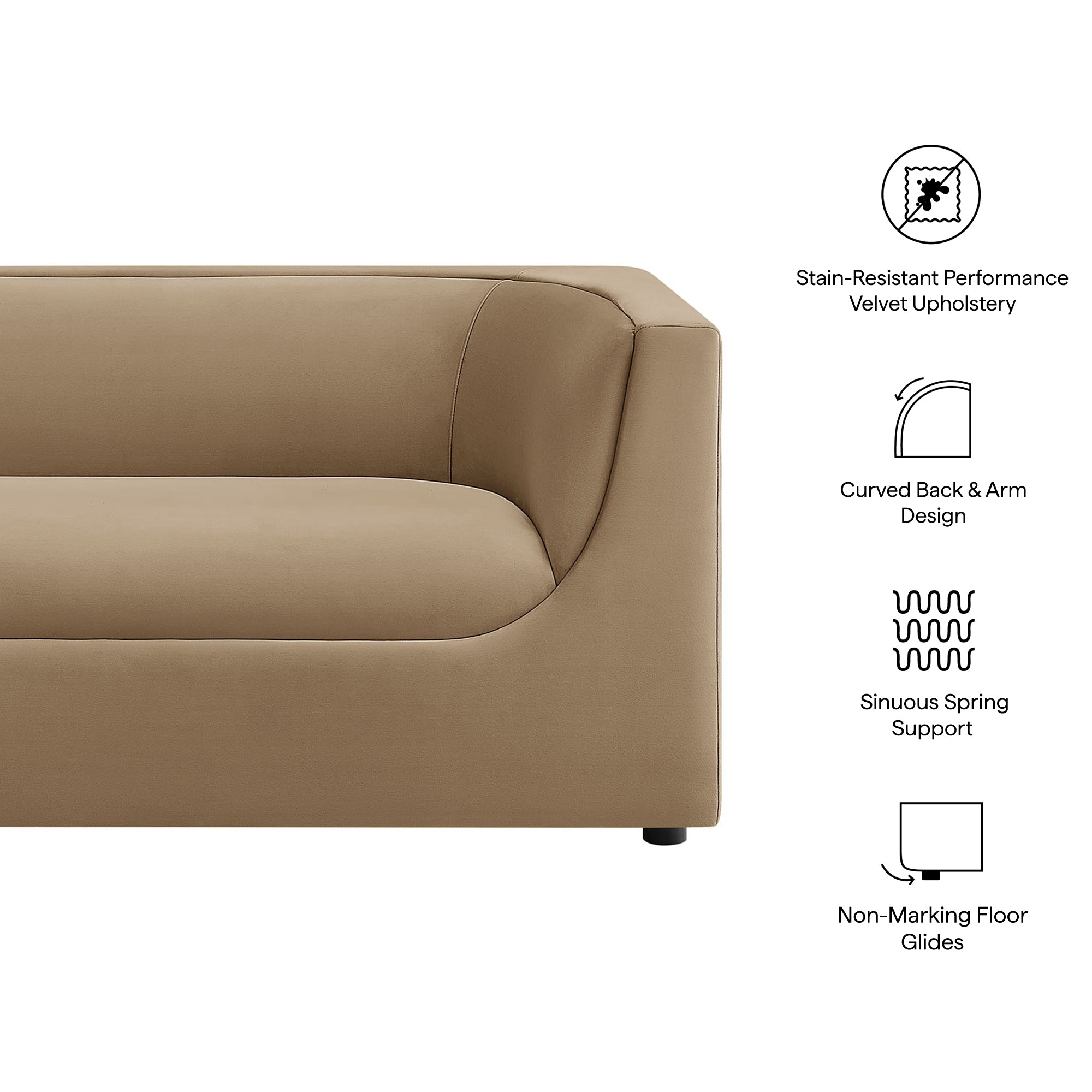 Modway EEI-7565 Hilda 67" Curved Back Performance Velvet Loveseat