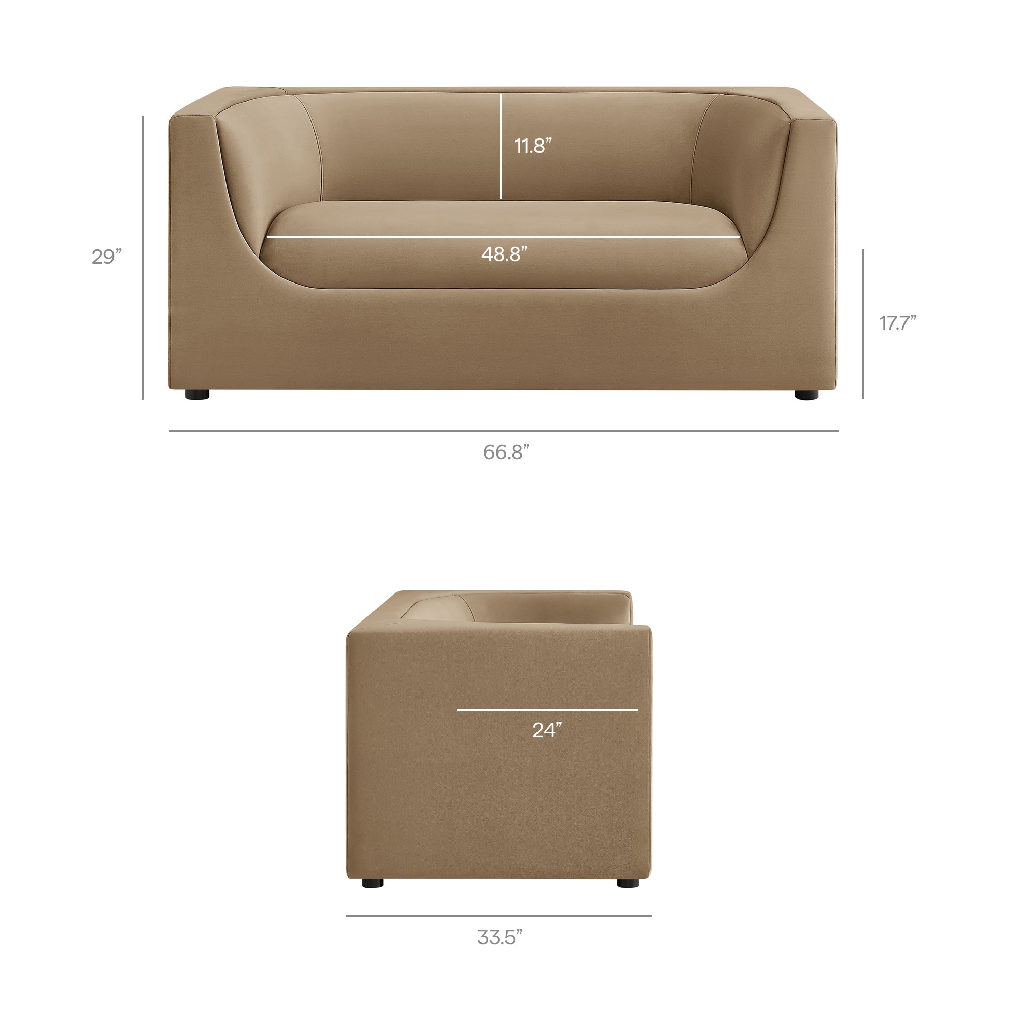 Modway EEI-7565 Hilda 67" Curved Back Performance Velvet Loveseat