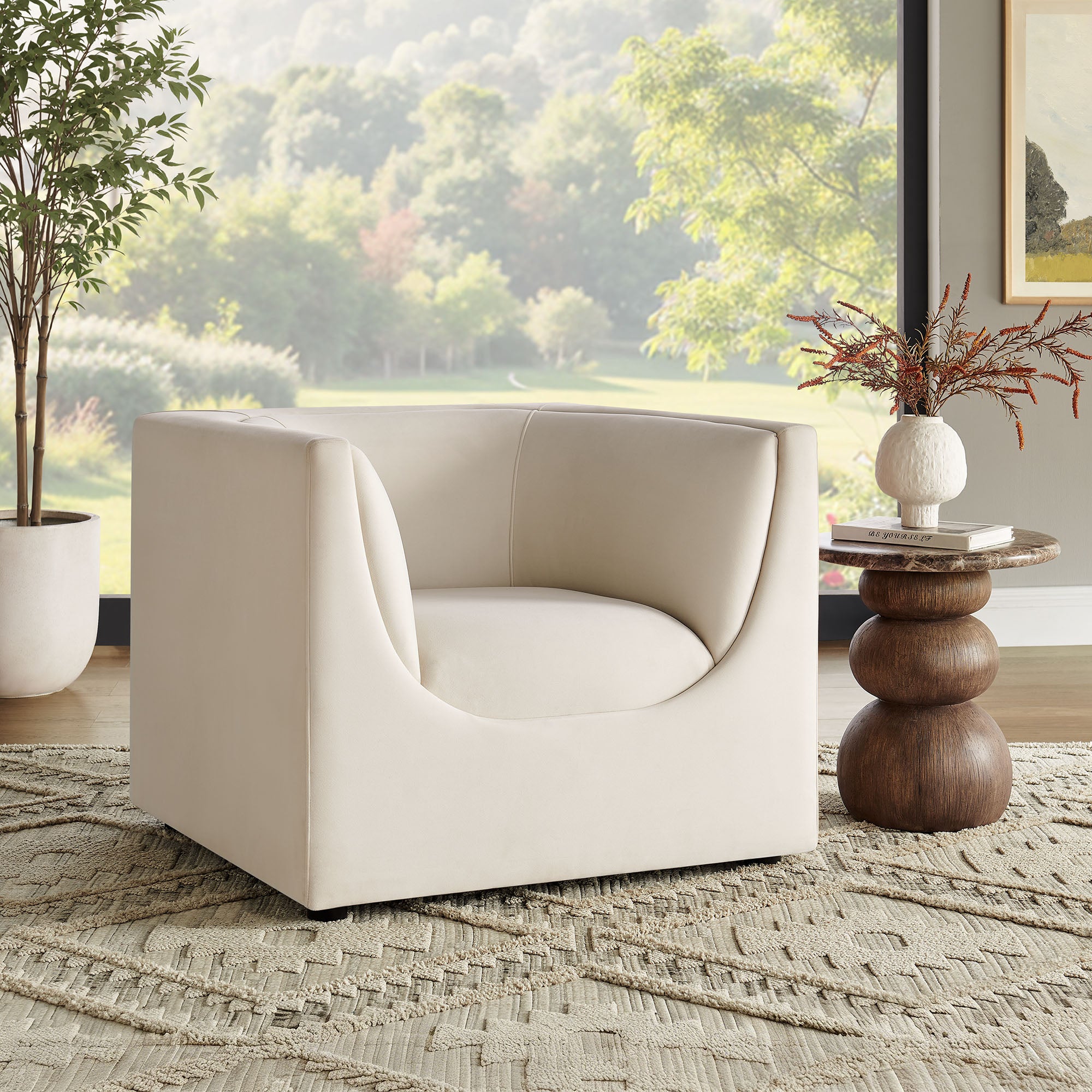 Modway EEI-7566 Hilda Curved Back Performance Velvet Armchair