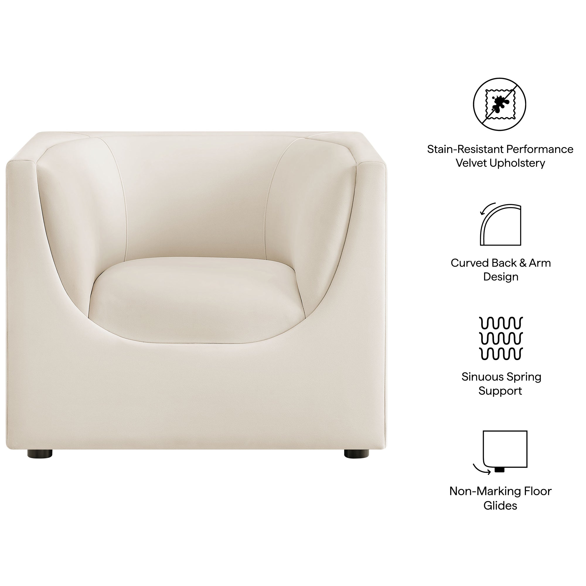 Modway EEI-7566 Hilda Curved Back Performance Velvet Armchair