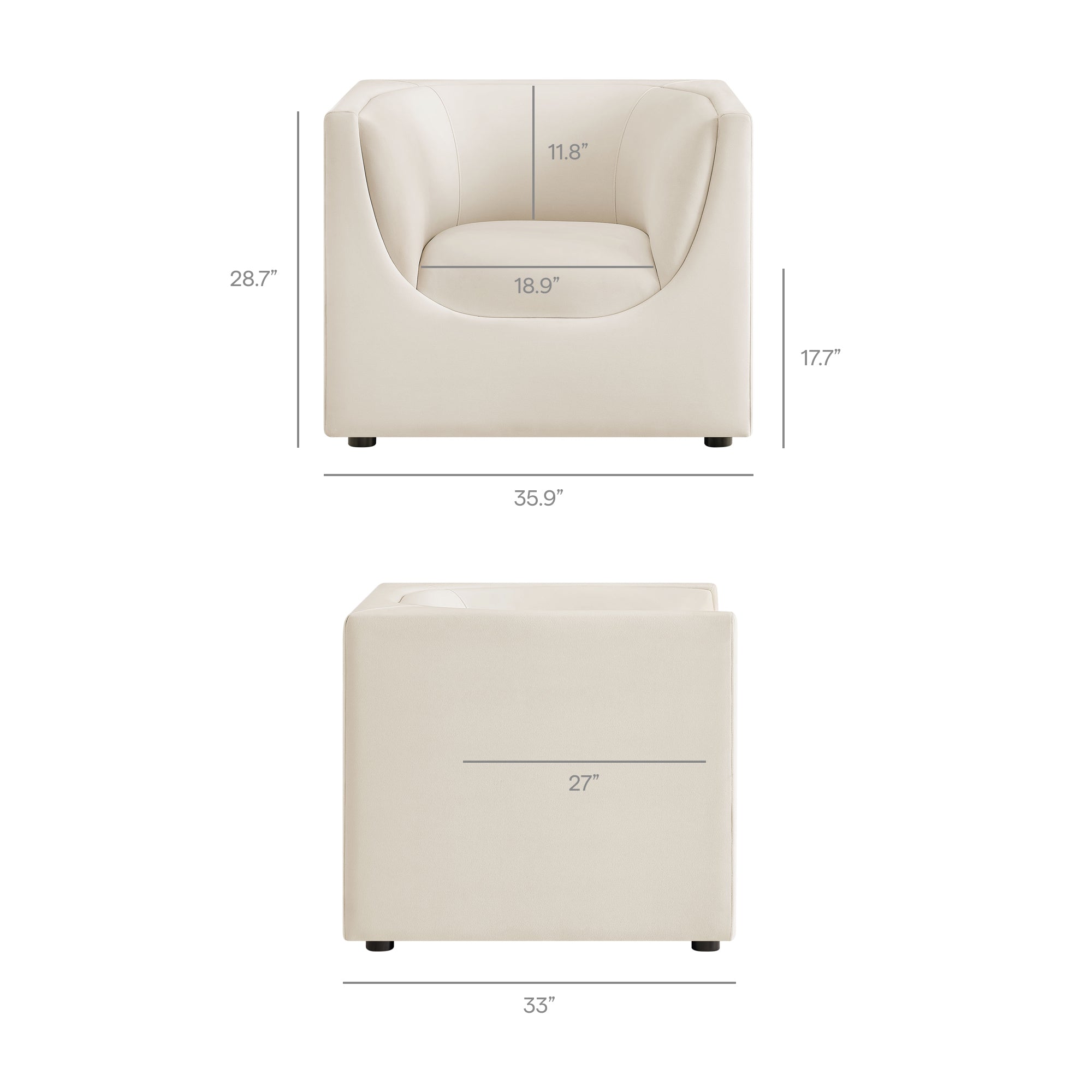 Modway EEI-7566 Hilda Curved Back Performance Velvet Armchair