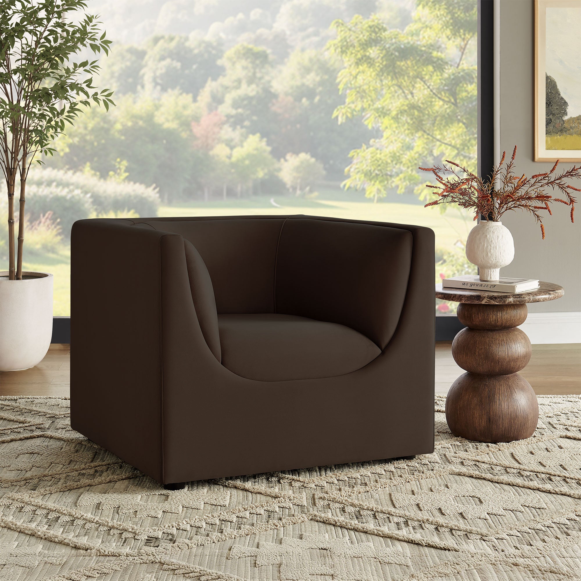 Modway EEI-7566 Hilda Curved Back Performance Velvet Armchair