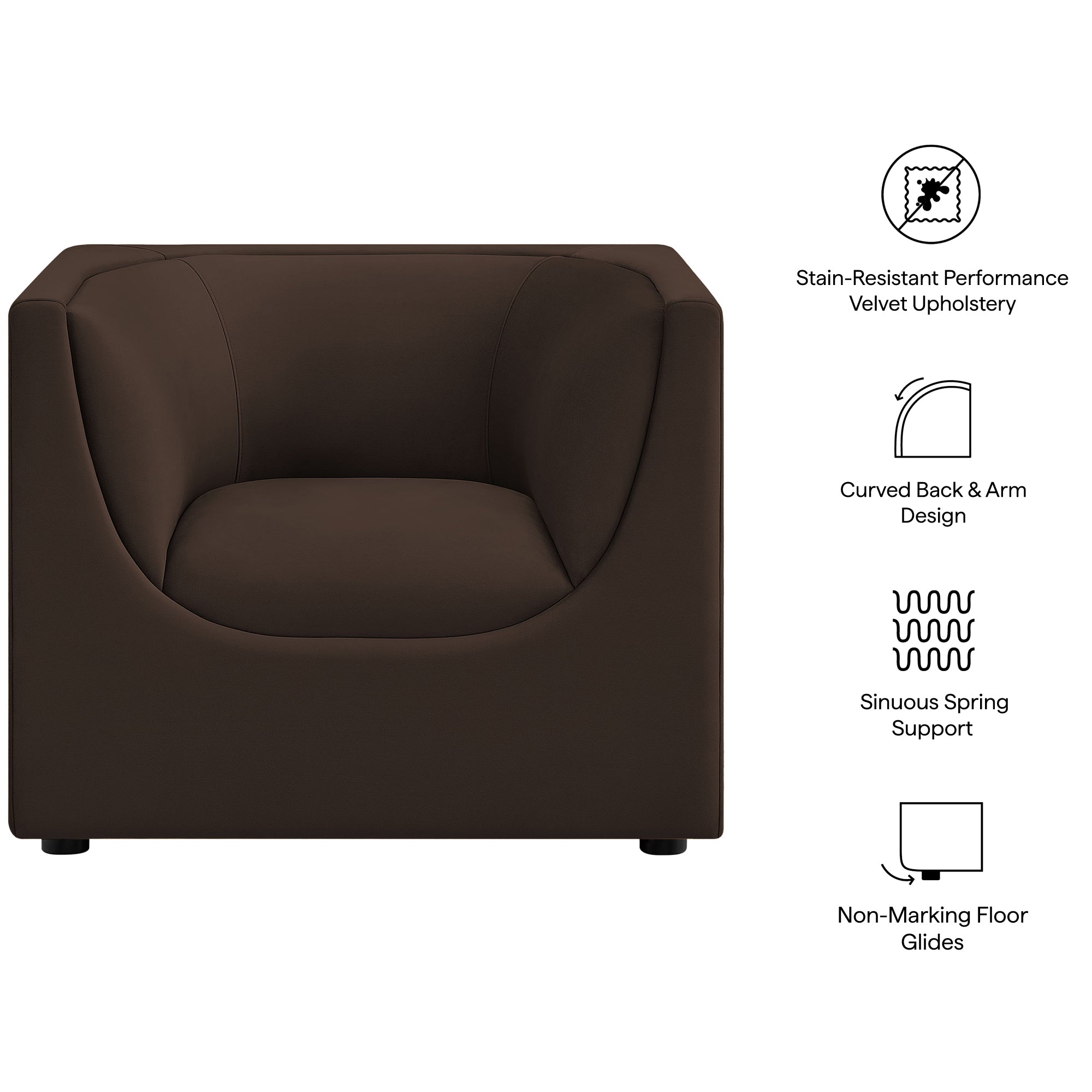 Modway EEI-7566 Hilda Curved Back Performance Velvet Armchair