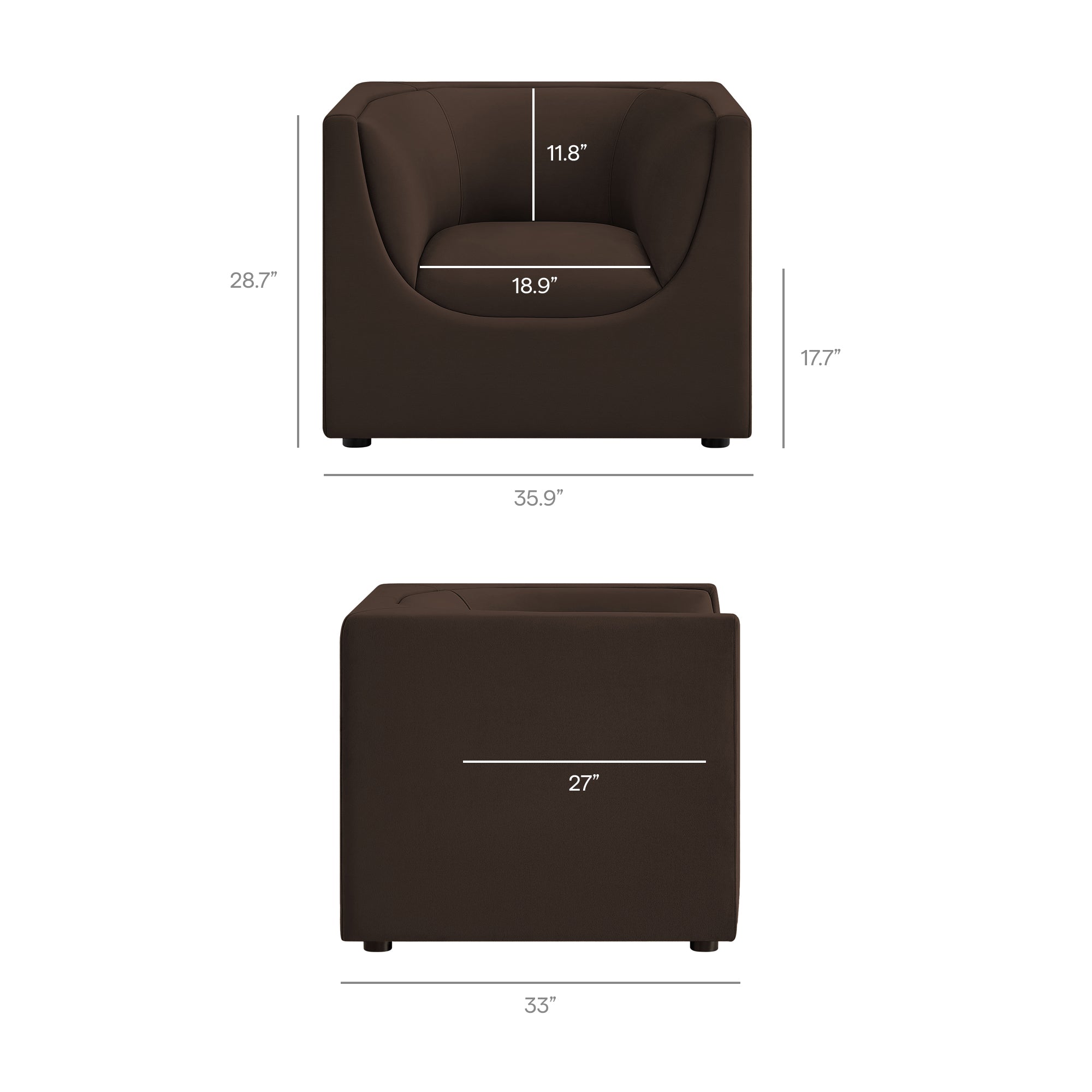 Modway EEI-7566 Hilda Curved Back Performance Velvet Armchair