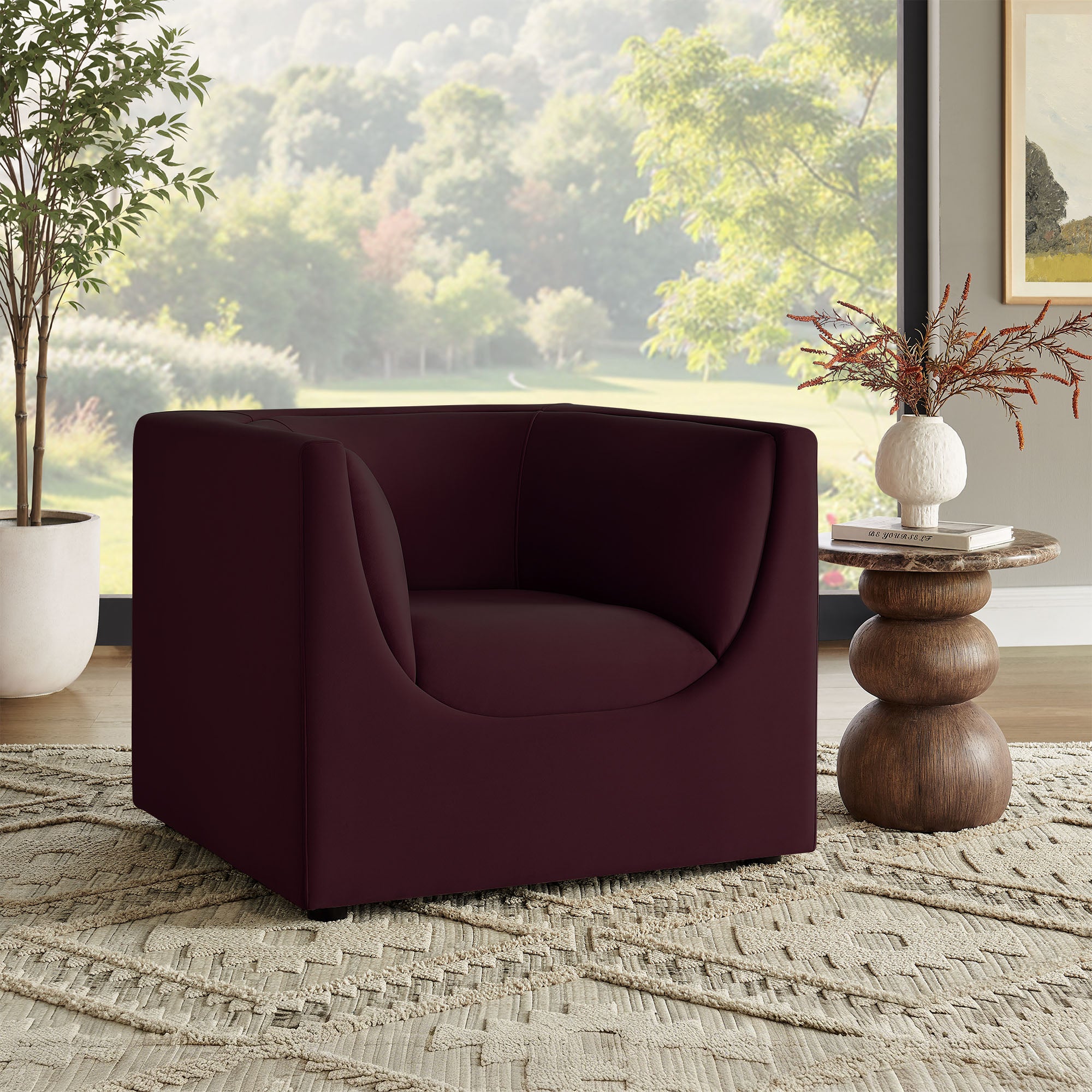 Modway EEI-7566 Hilda Curved Back Performance Velvet Armchair