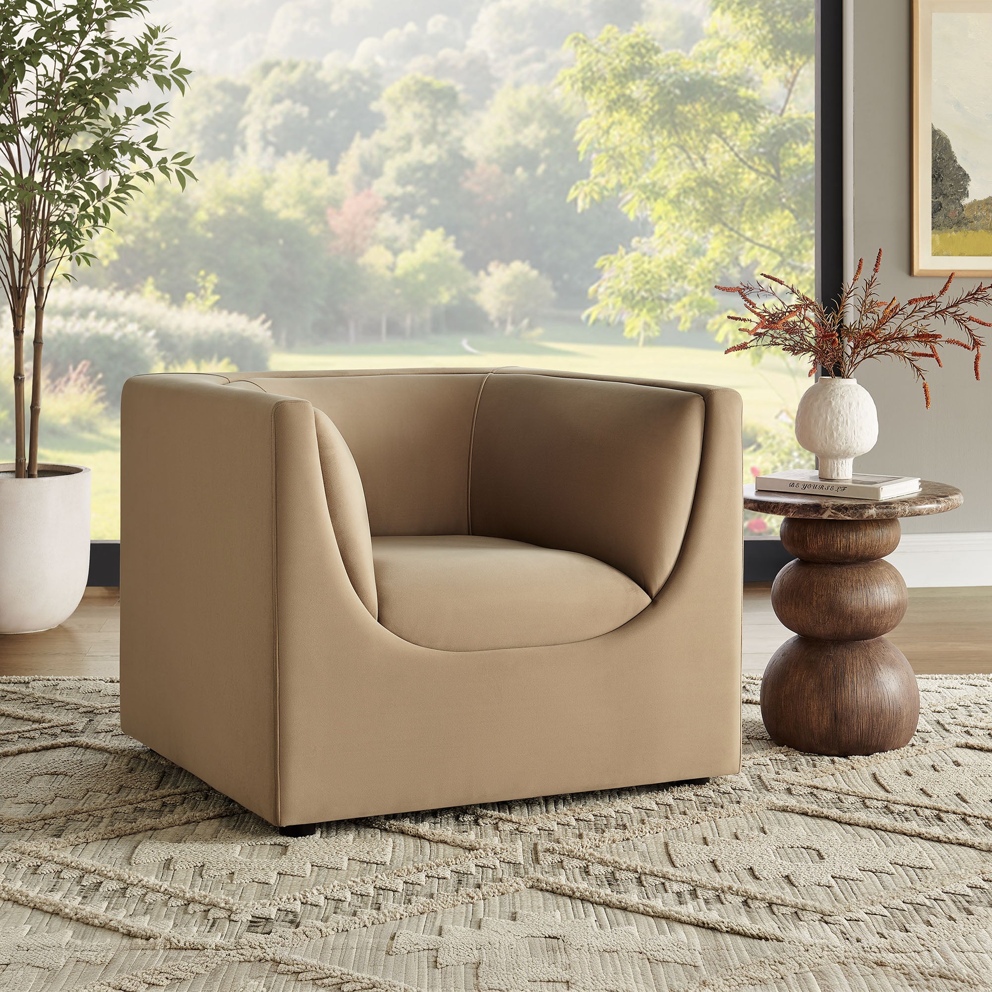 Modway EEI-7566 Hilda Curved Back Performance Velvet Armchair