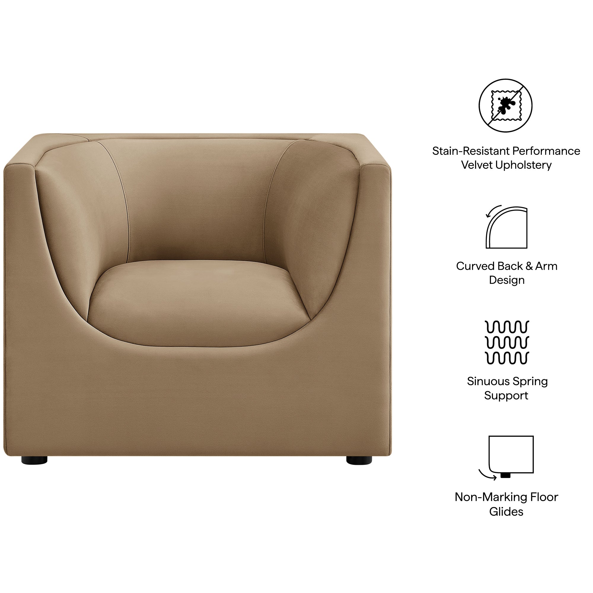 Modway EEI-7566 Hilda Curved Back Performance Velvet Armchair