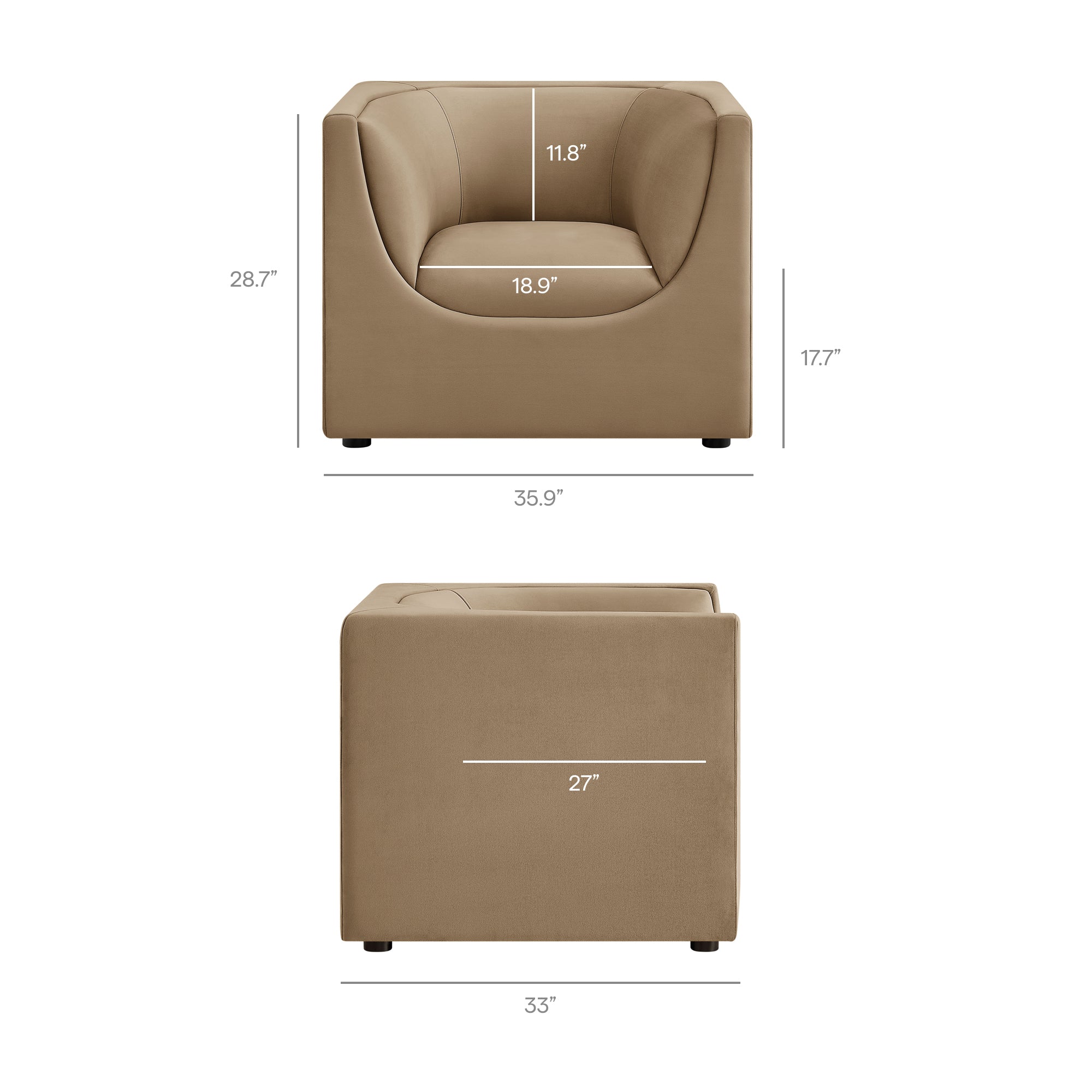 Modway EEI-7566 Hilda Curved Back Performance Velvet Armchair