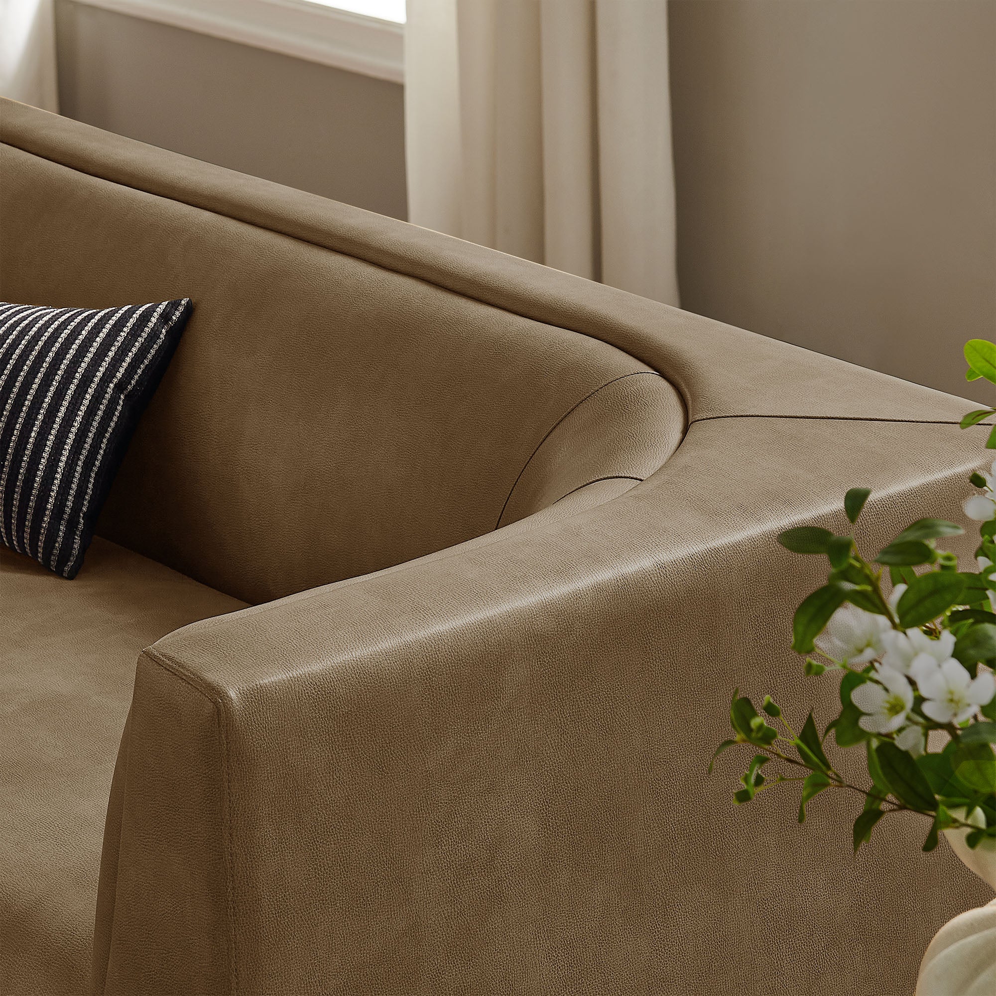 Modway EEI-7567 Hilda 86" Curved Back Vegan Leather Sofa