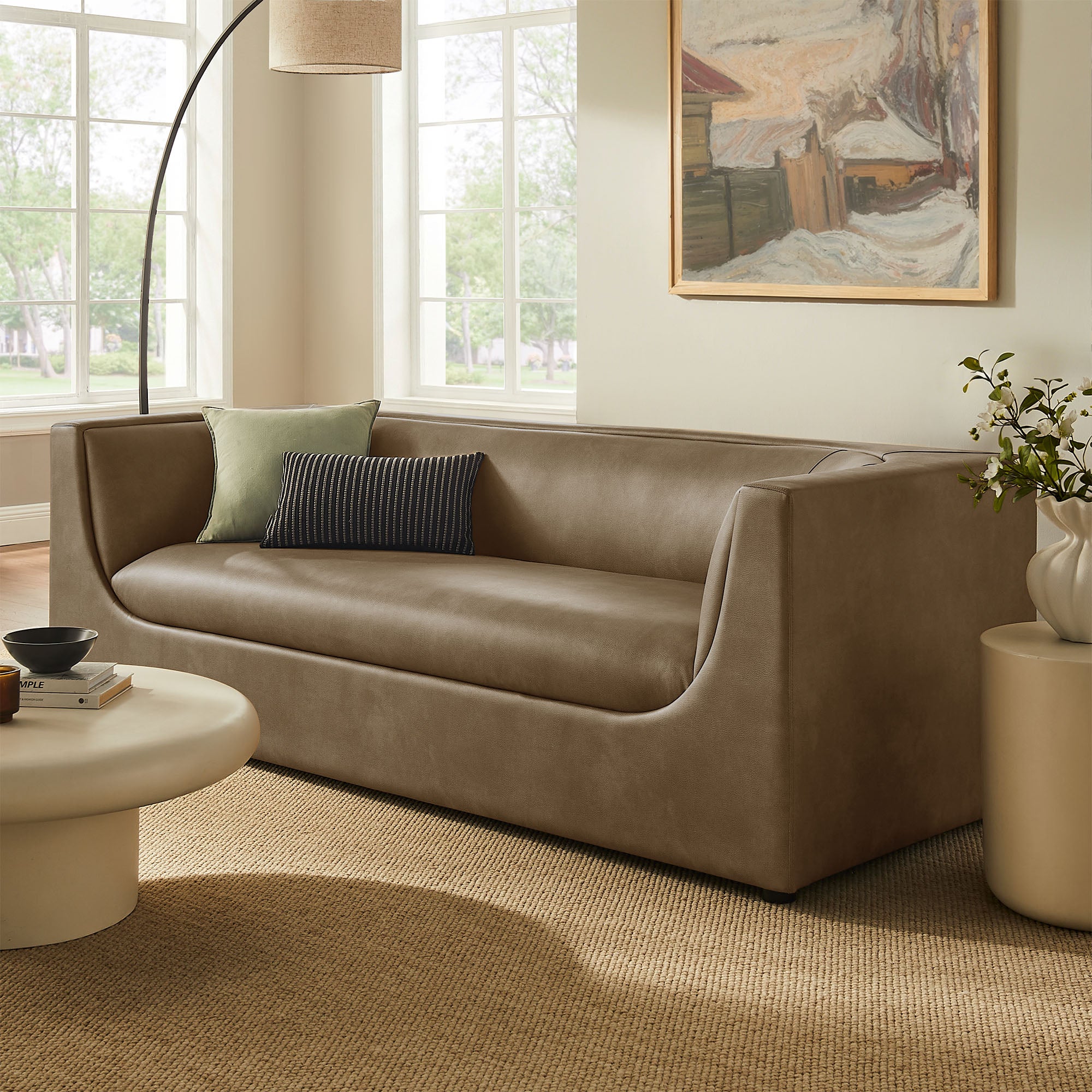 Modway EEI-7567 Hilda 86" Curved Back Vegan Leather Sofa