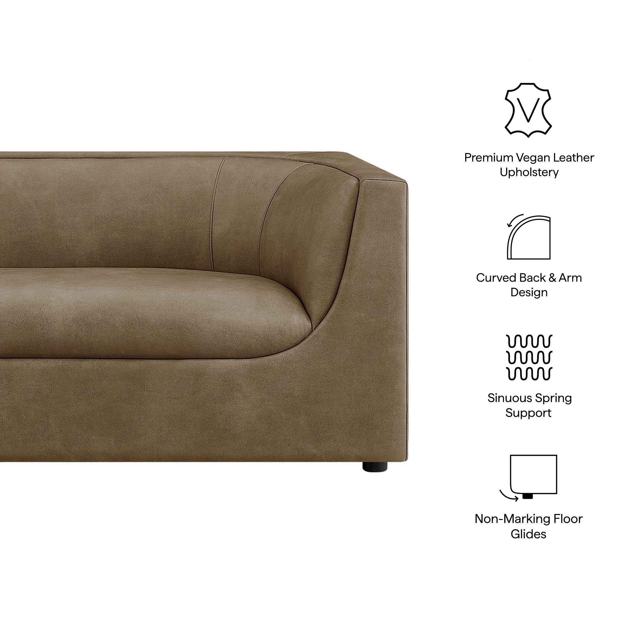 Modway EEI-7567 Hilda 86" Curved Back Vegan Leather Sofa
