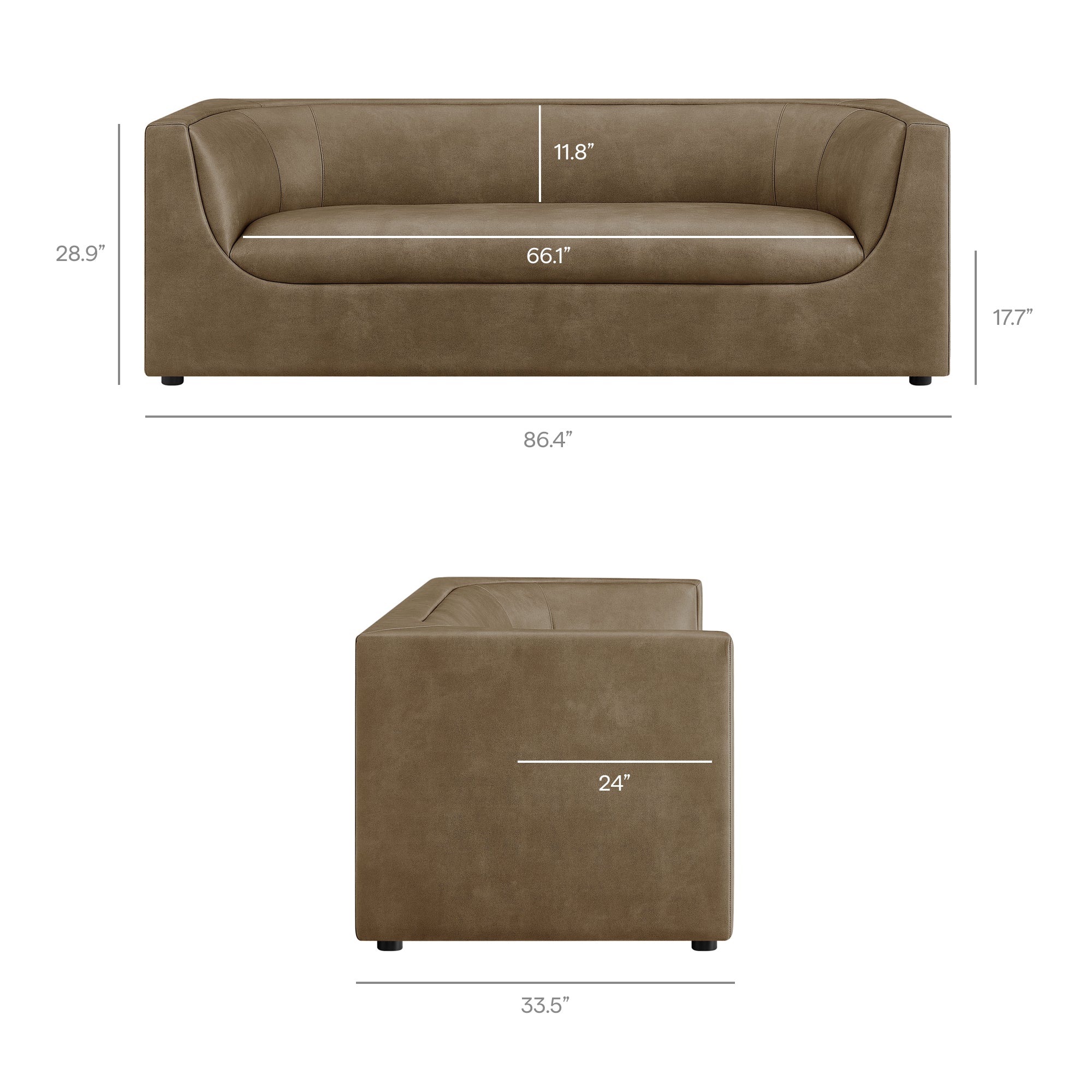 Modway EEI-7567 Hilda 86" Curved Back Vegan Leather Sofa