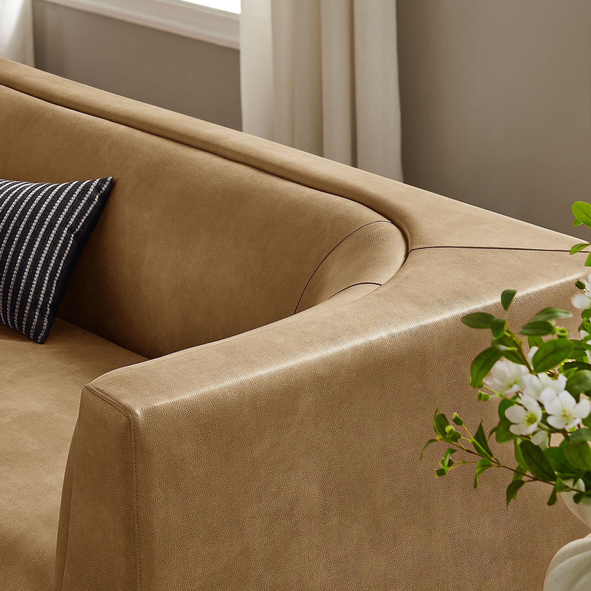 Modway EEI-7567 Hilda 86" Curved Back Vegan Leather Sofa