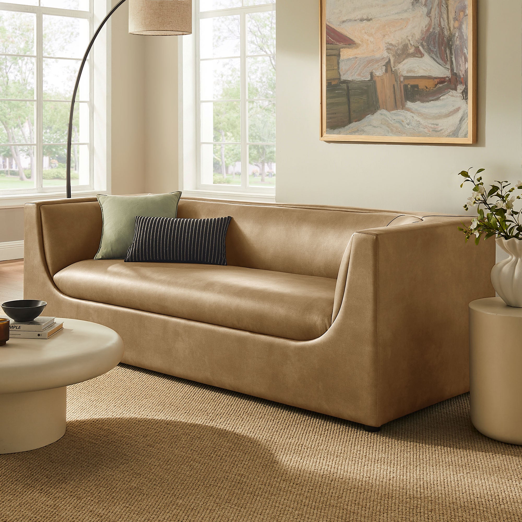Modway EEI-7567 Hilda 86" Curved Back Vegan Leather Sofa