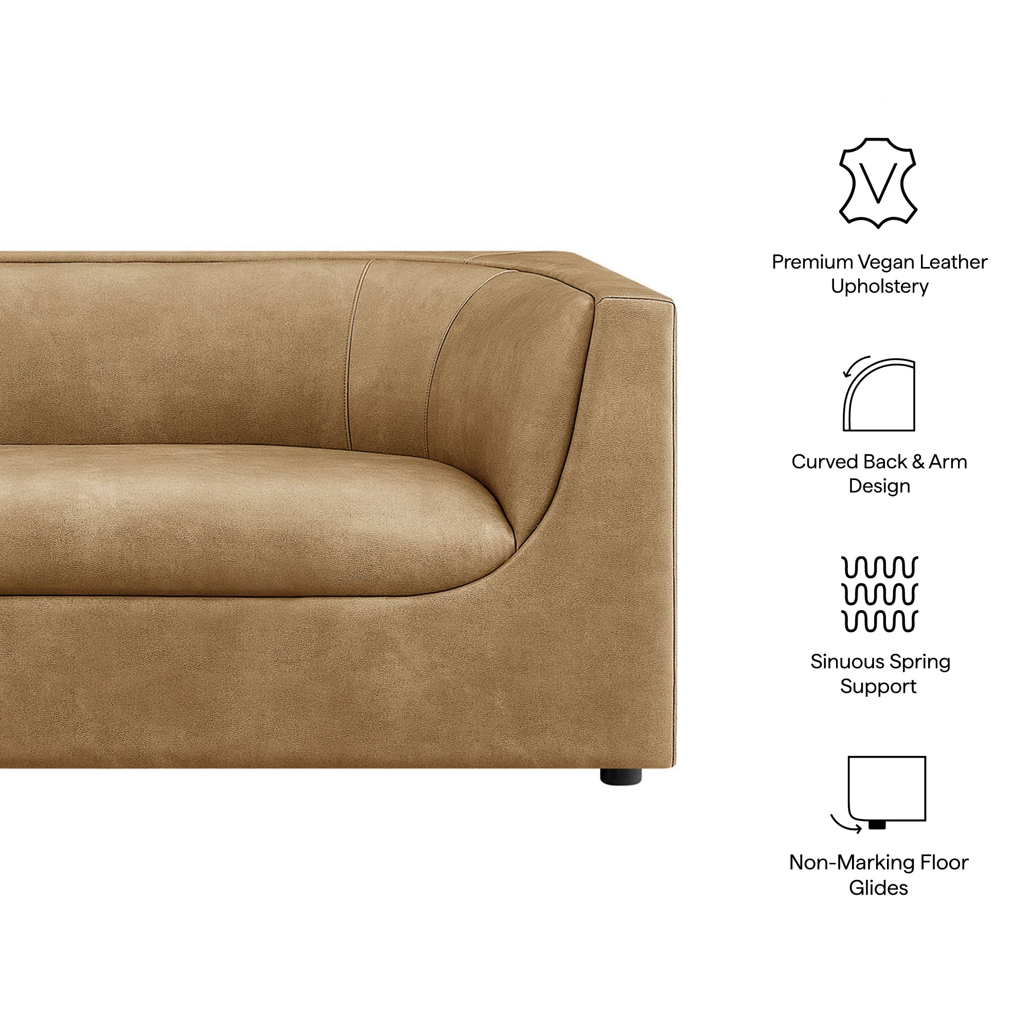Modway EEI-7567 Hilda 86" Curved Back Vegan Leather Sofa