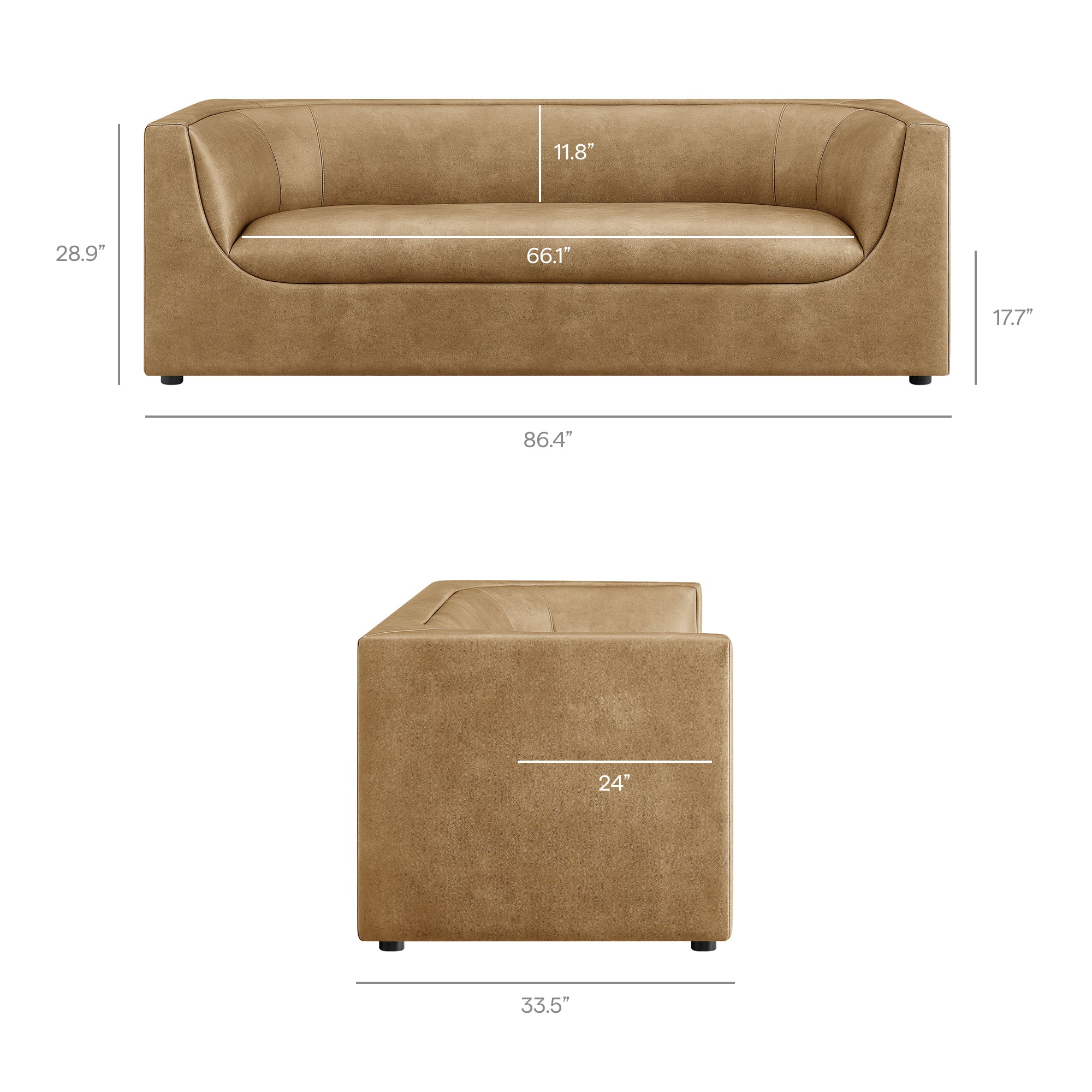Modway EEI-7567 Hilda 86" Curved Back Vegan Leather Sofa