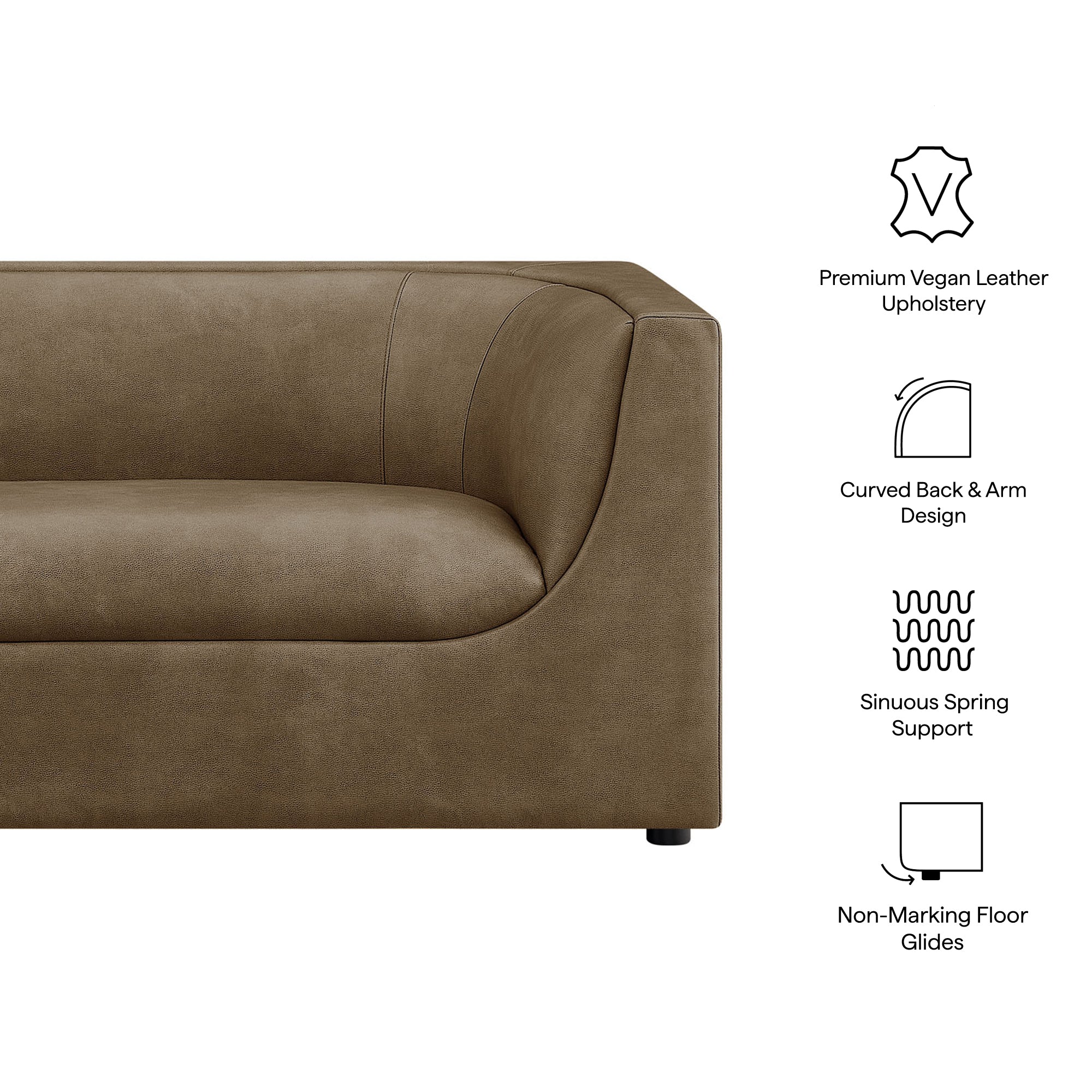 Modway EEI-7568 Hilda 67" Curved Back Vegan Leather Loveseat
