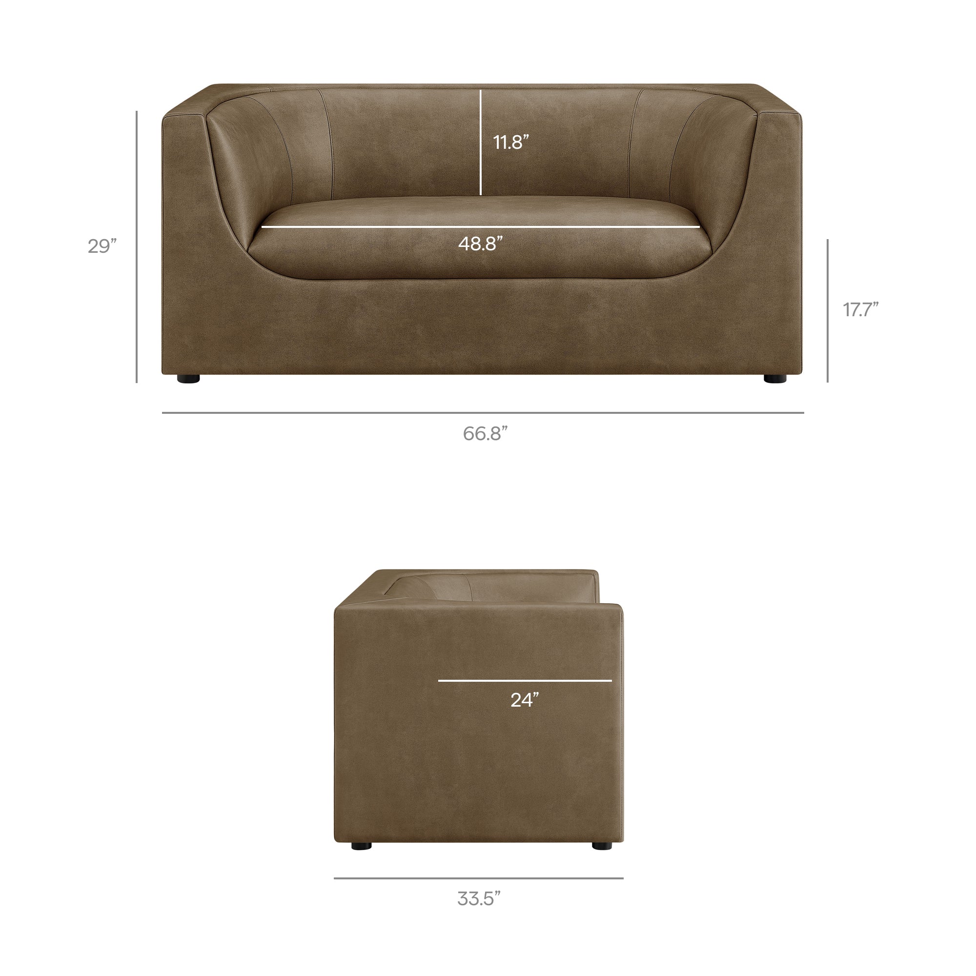 Modway EEI-7568 Hilda 67" Curved Back Vegan Leather Loveseat